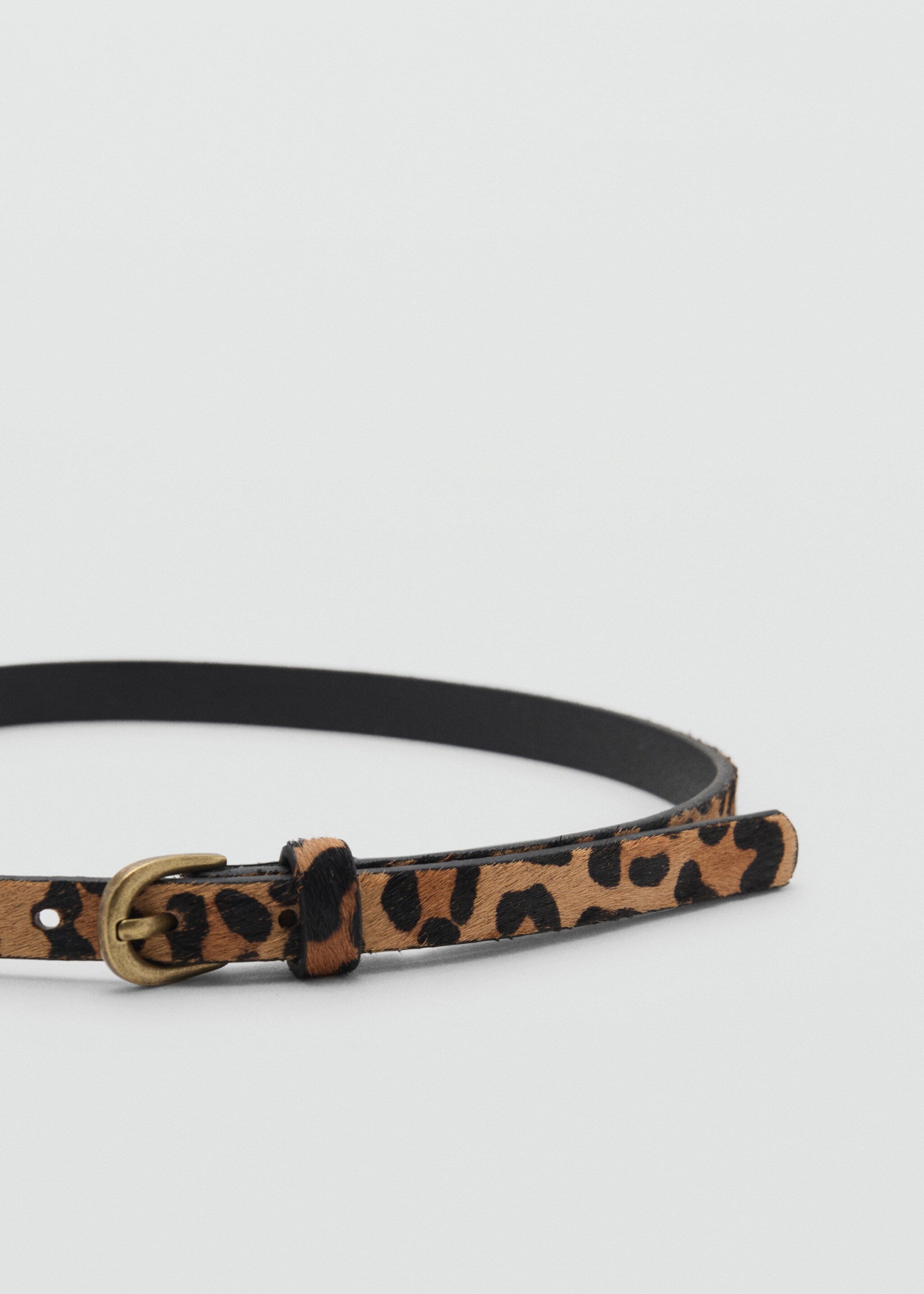 Leopard leather belt - Medium plane, Medium Brown. Ref: 17096327-00.