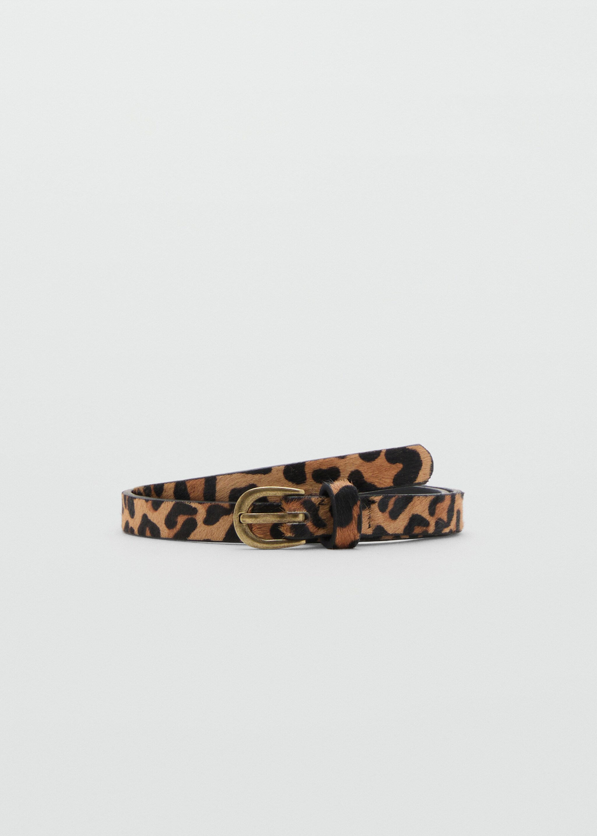 Leopard leather belt - Article without model, Medium Brown. Ref: 17096327-00.