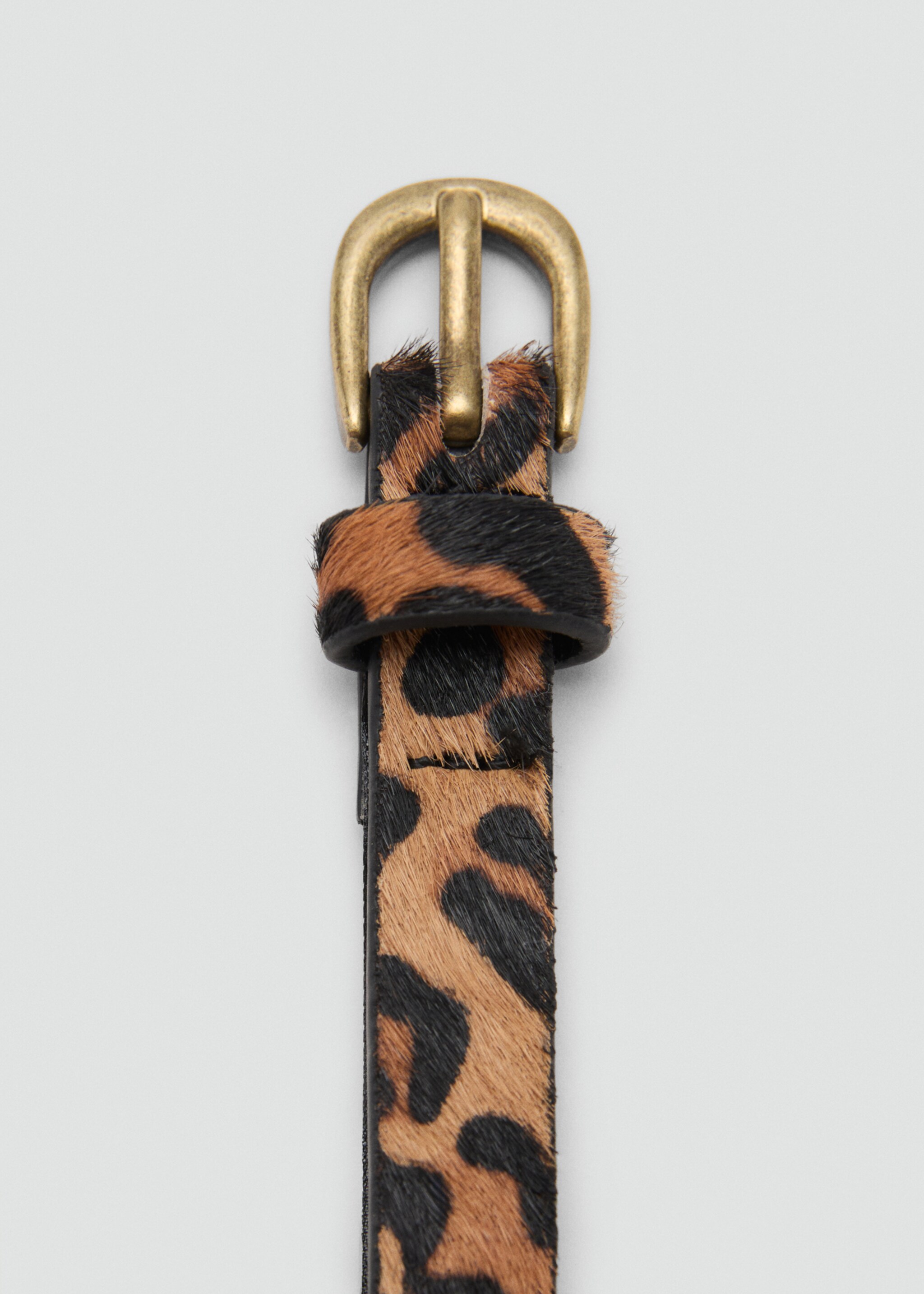 Leopard leather belt - Details of the article 1, Medium Brown. Ref: 17096327-00.