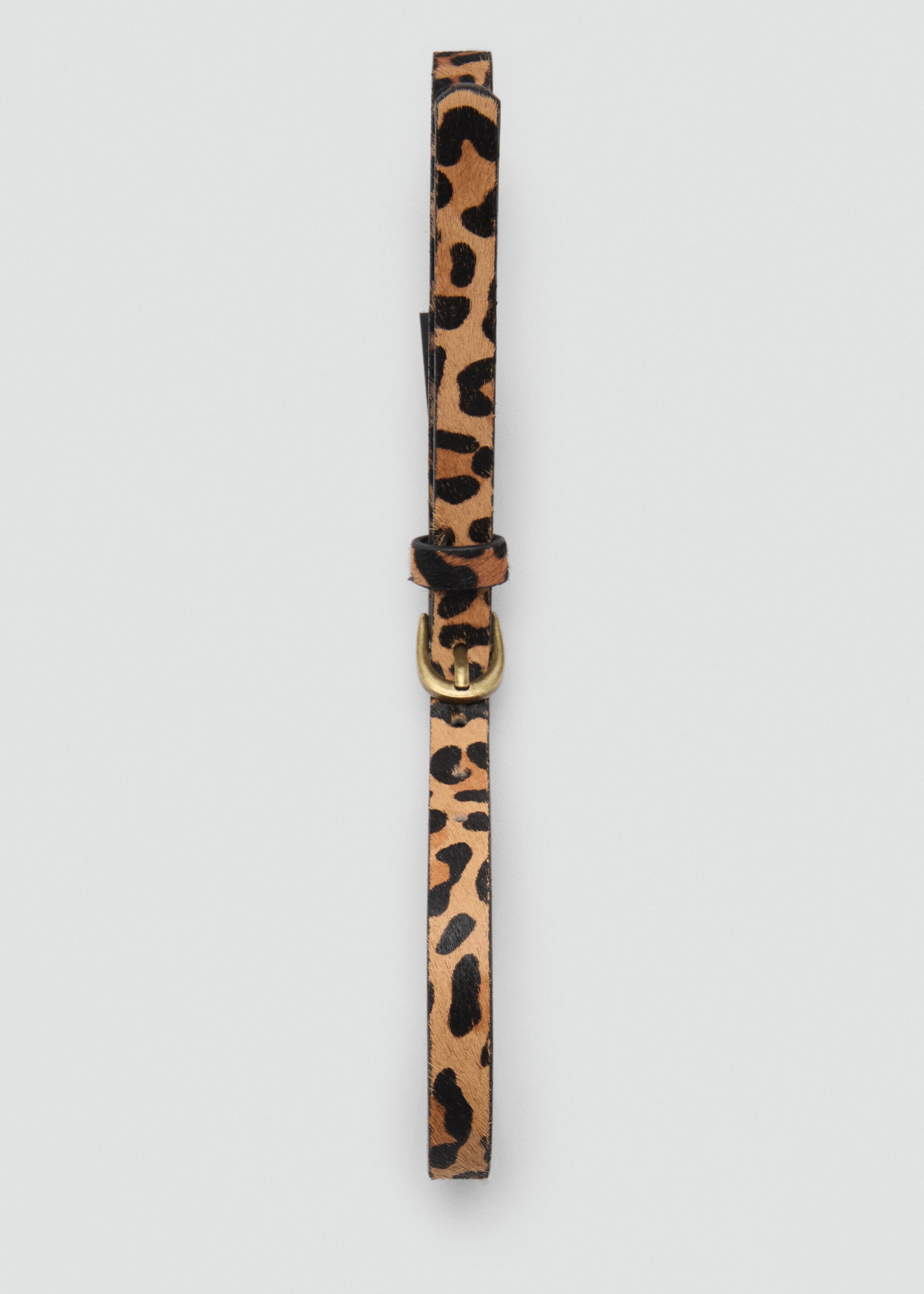 Leopard leather belt - Details of the article 2, Medium Brown. Ref: 17096327-00.