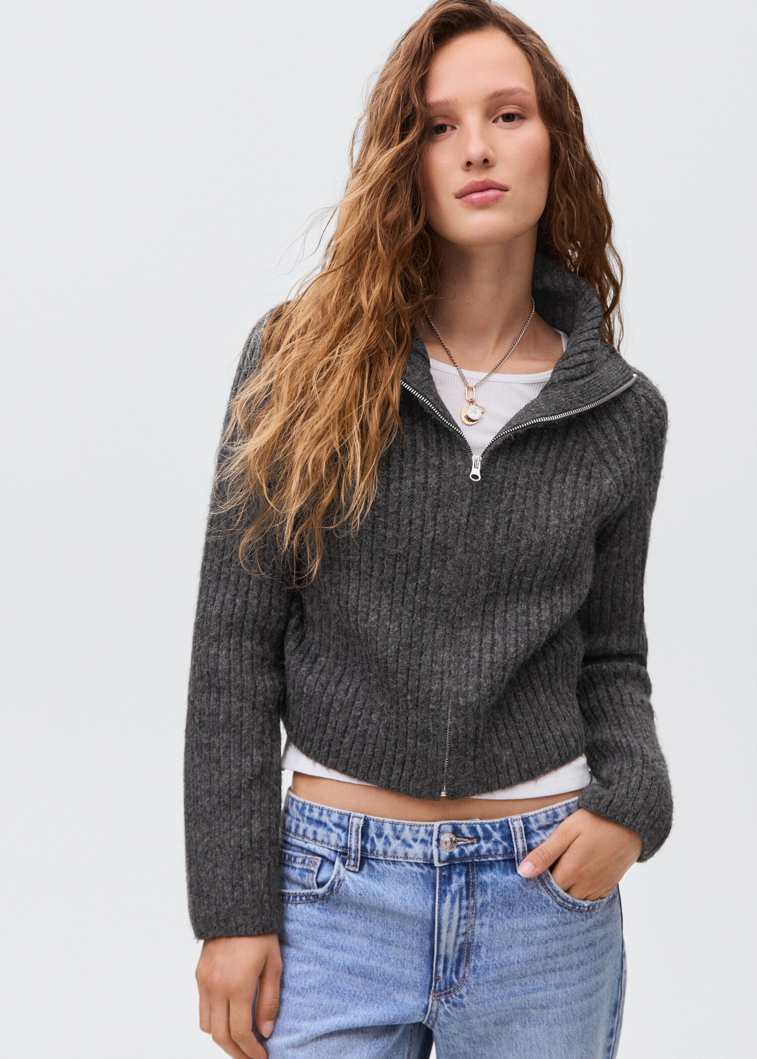 Zipped knit cardigan - Medium plane