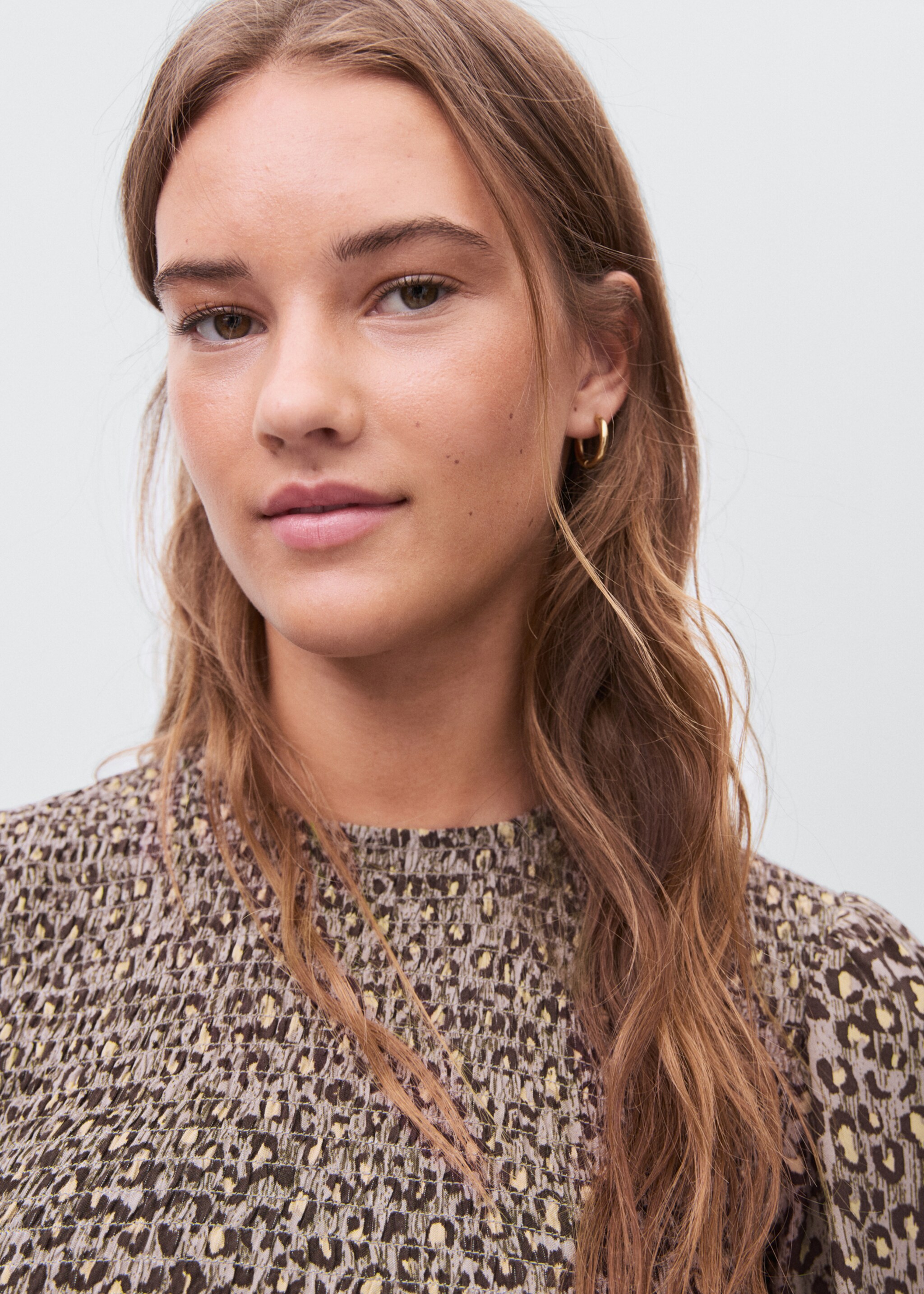 Leopard-print ruffled dress - Details of the article 1, Brown. Ref: 17096331-00.