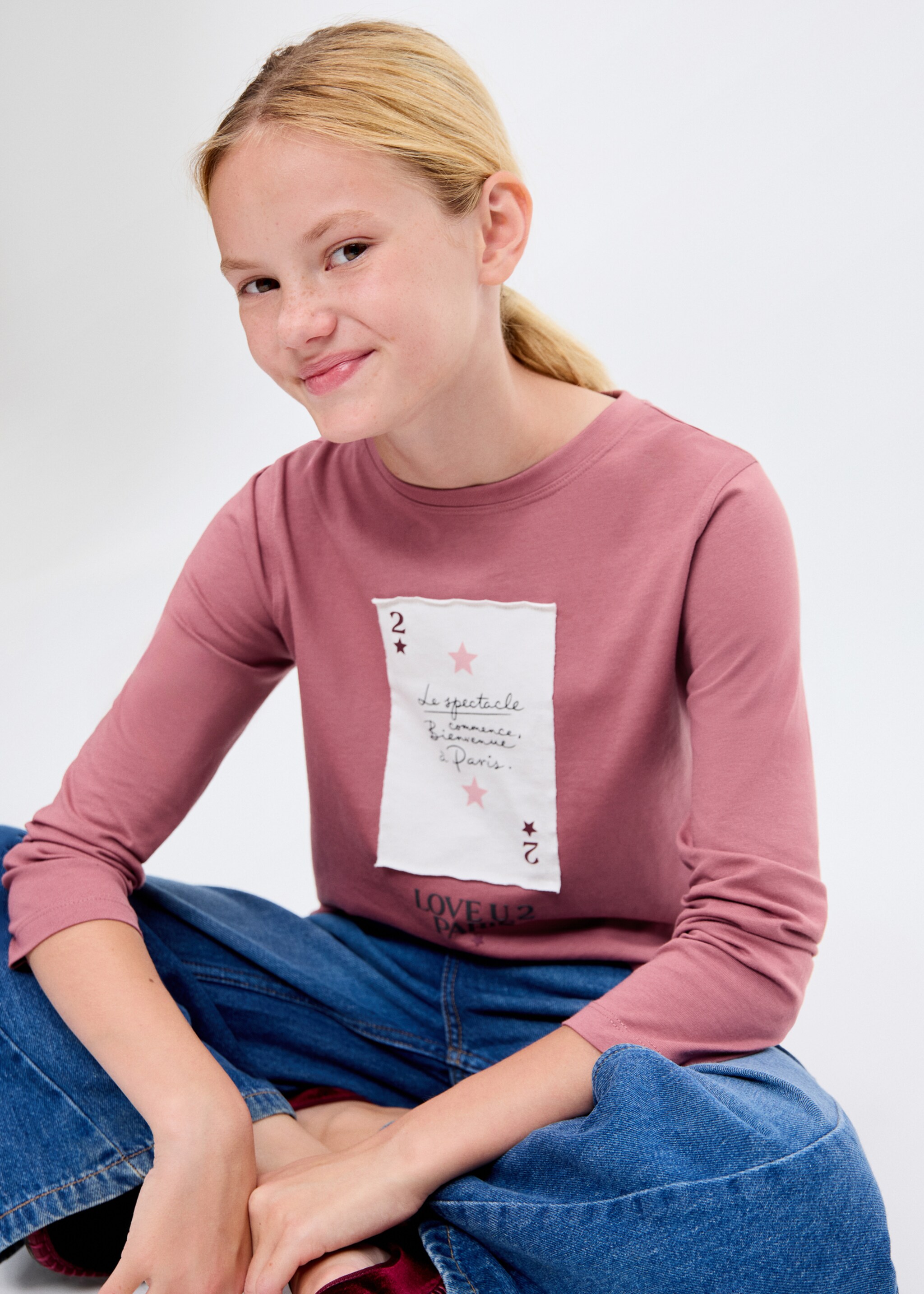 Embroidered cotton T-shirt - Details of the article 1, Strawberry. Ref: 17096335-00.