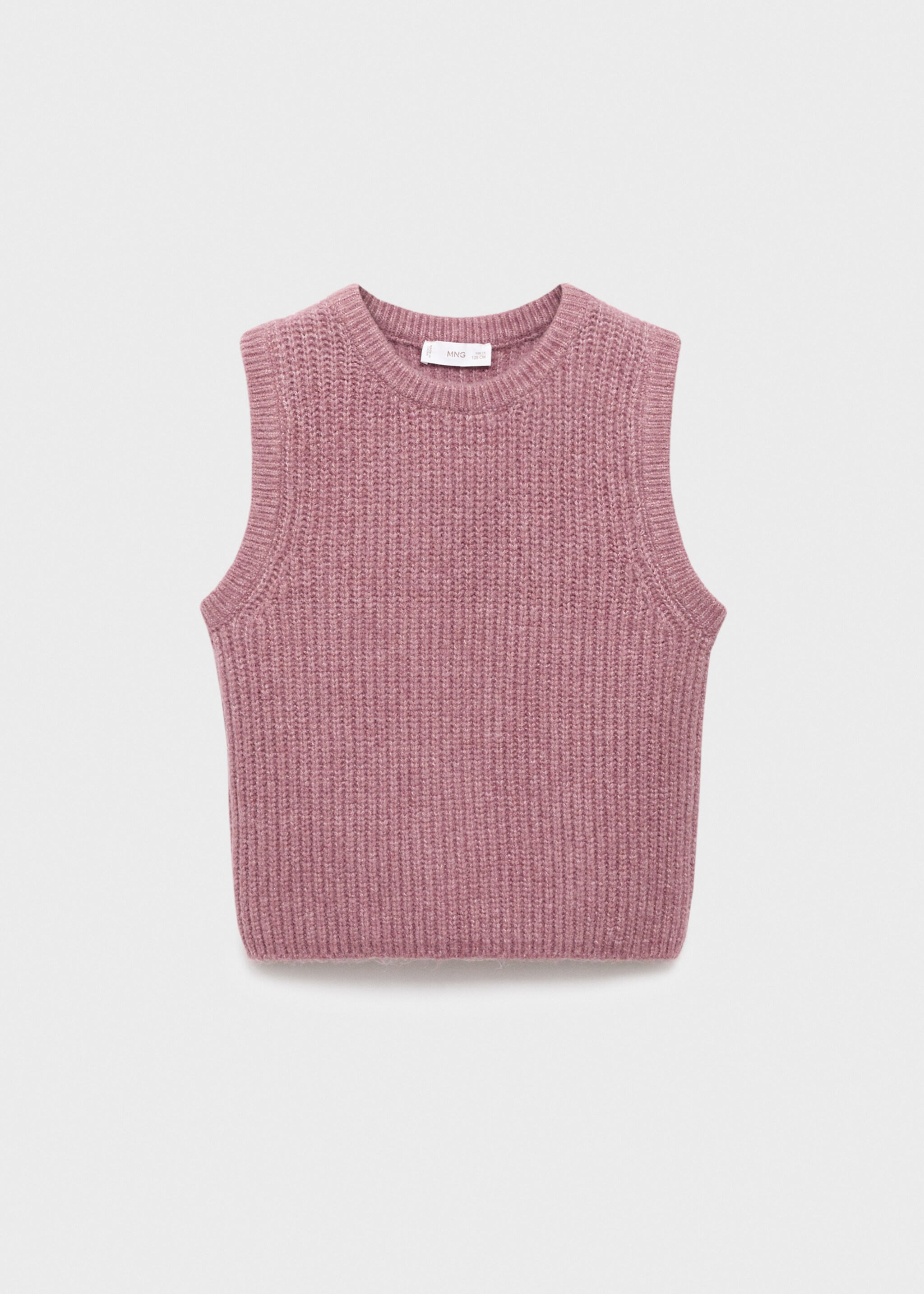 Gilet maille côtelée - Article sans modèle, Cerise. Ref: 17096336-00.