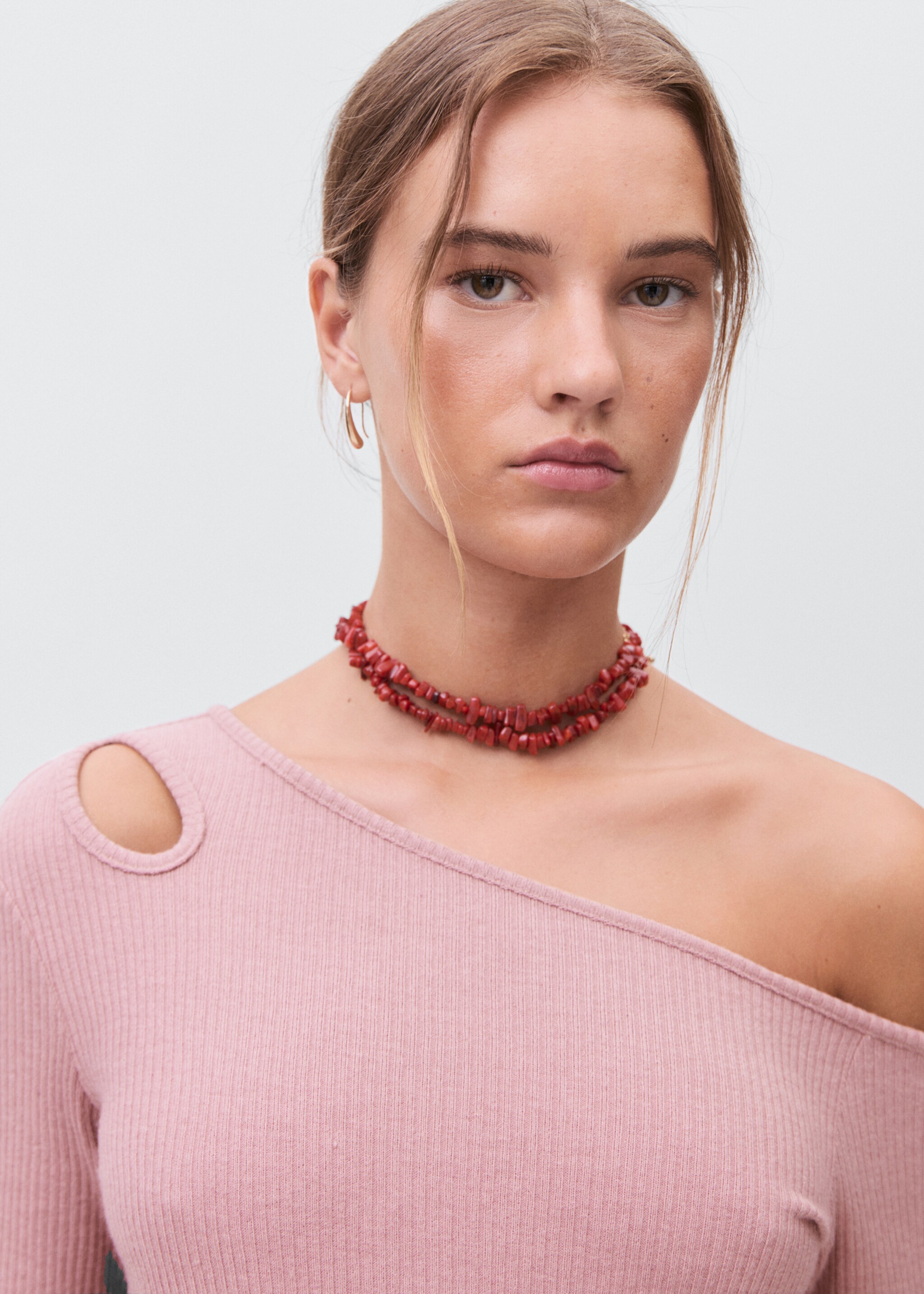 Long dress with cut-out - Details of the article 1, Pink. Ref: 17096339-00.