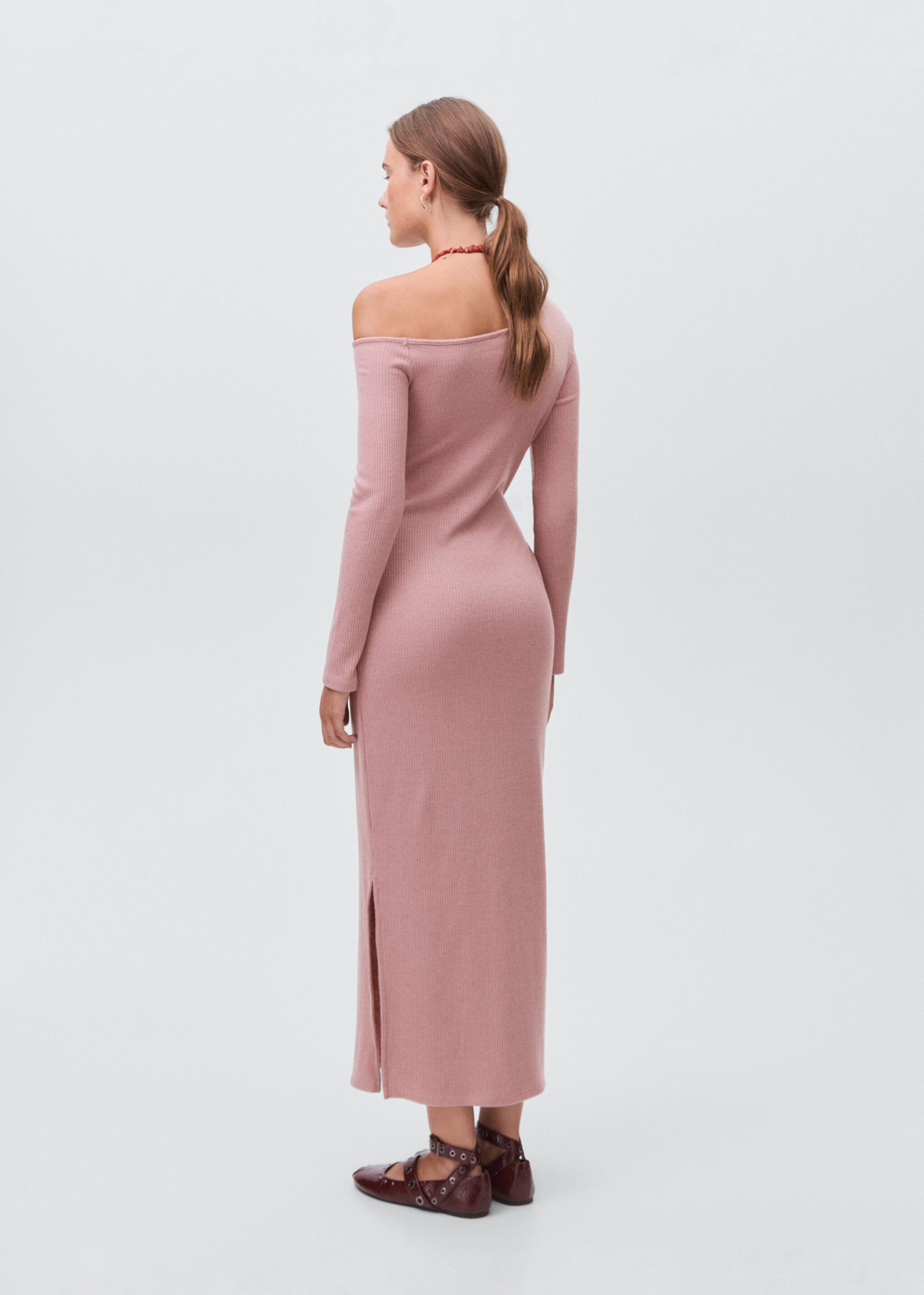 Long dress with cut-out - Reverse of the article, Pink. Ref: 17096339-00.
