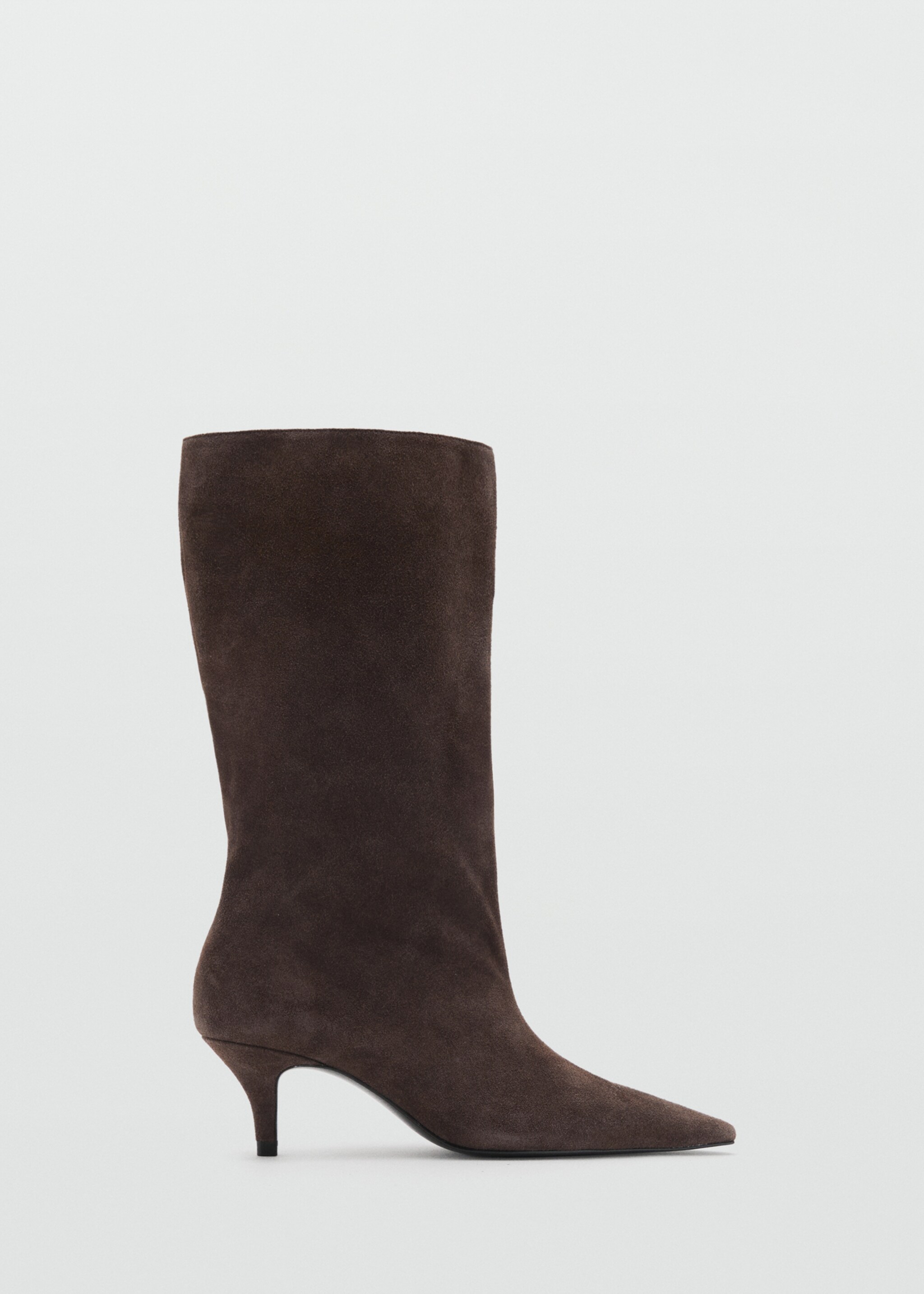 Suede ankle boot with kitten heel - Article without model, Chocolate. Ref: 17096341-00.