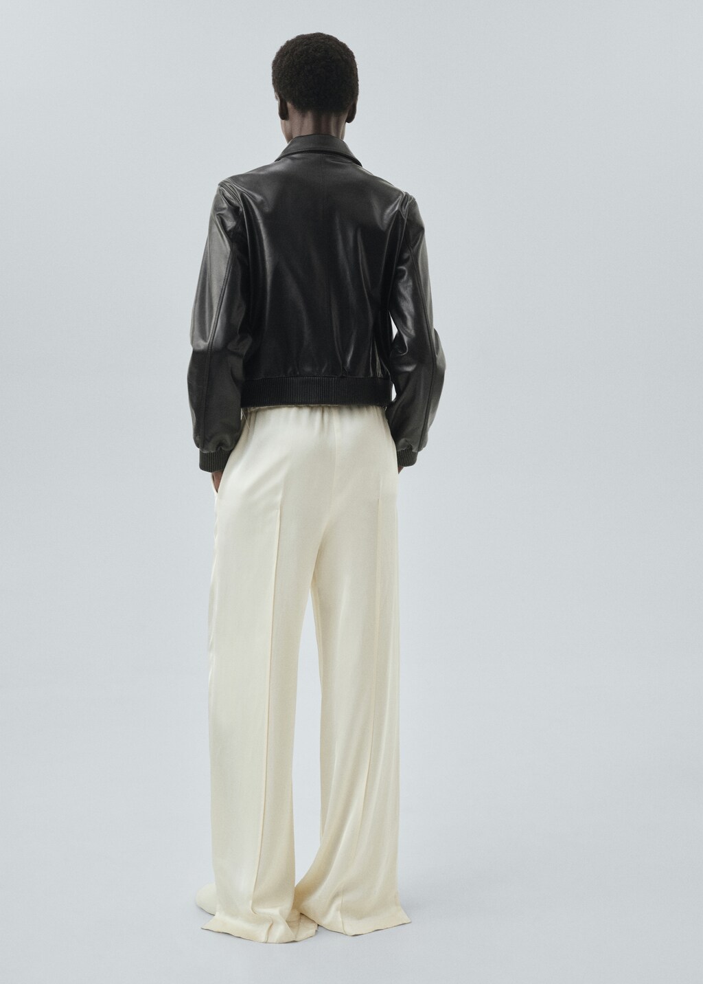 Mango 100% leather bomber jacket