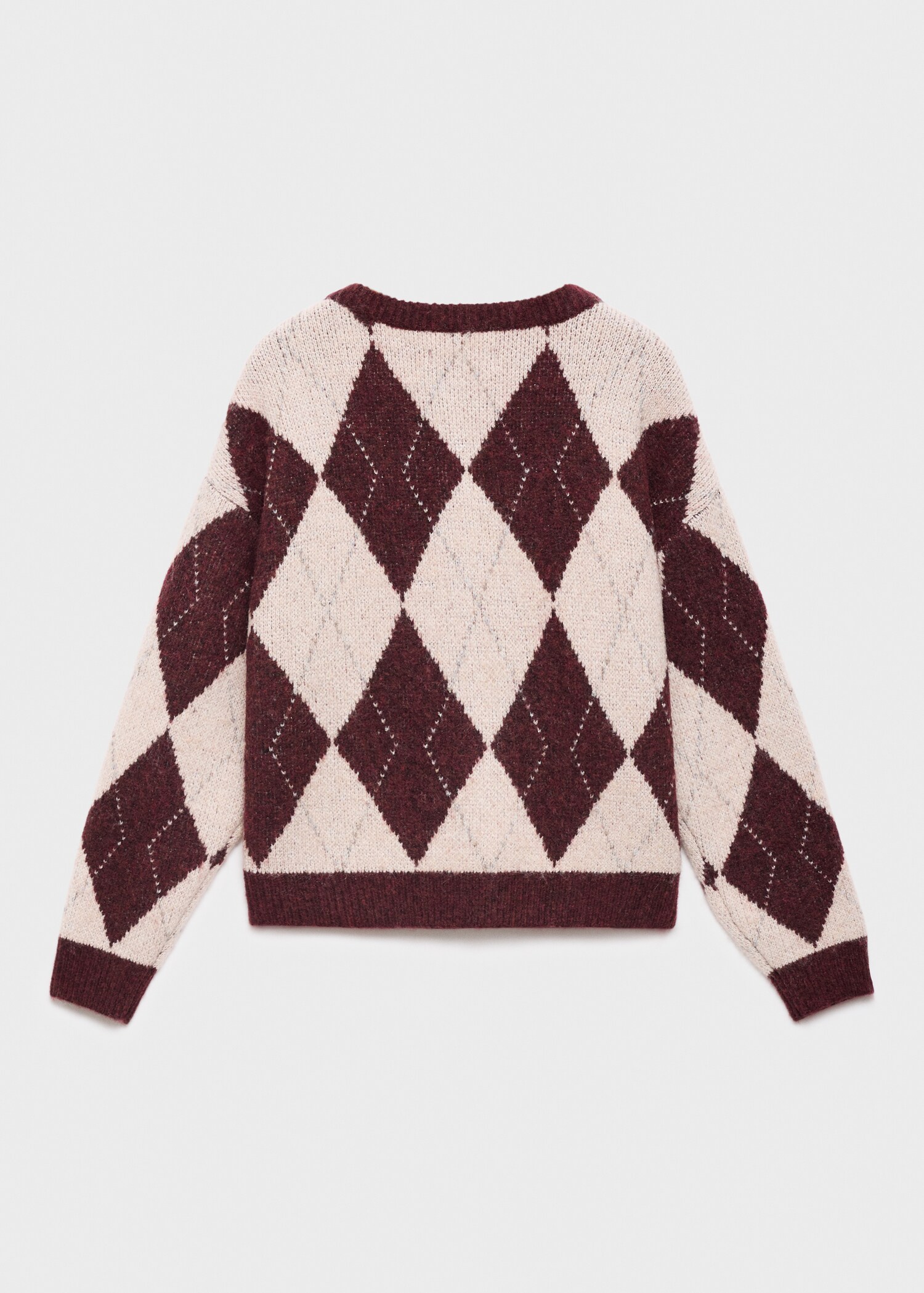 Knitted cardigan with diamonds - Reverse of the article