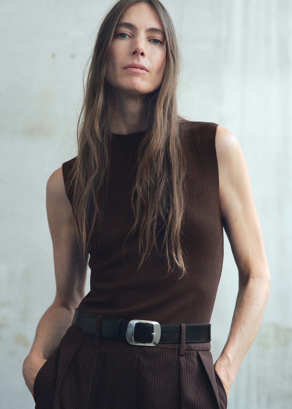 Pinstripe jumpsuit combination