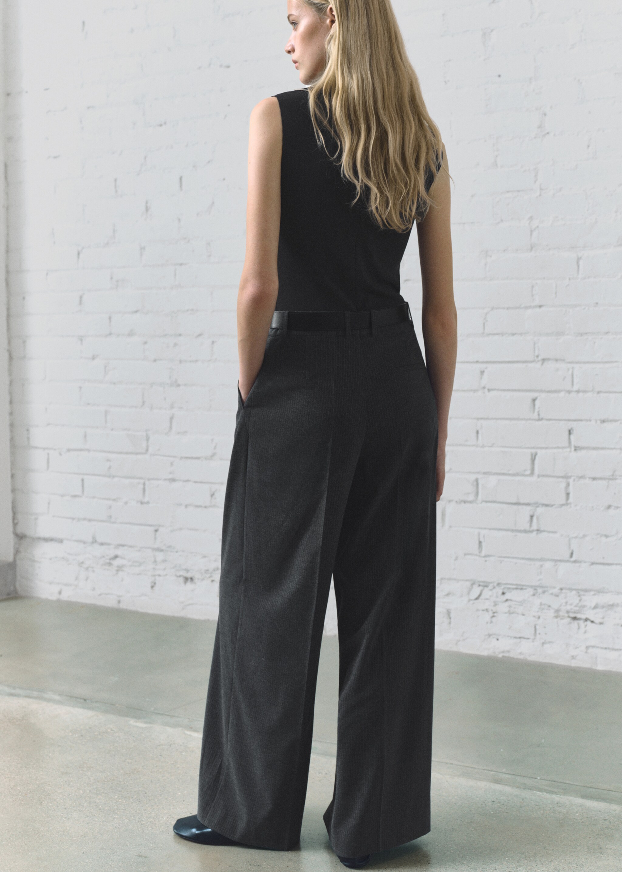 Pinstripe jumpsuit combination - Reverse of the article, Medium Heather Grey. Ref: 17096347-00.