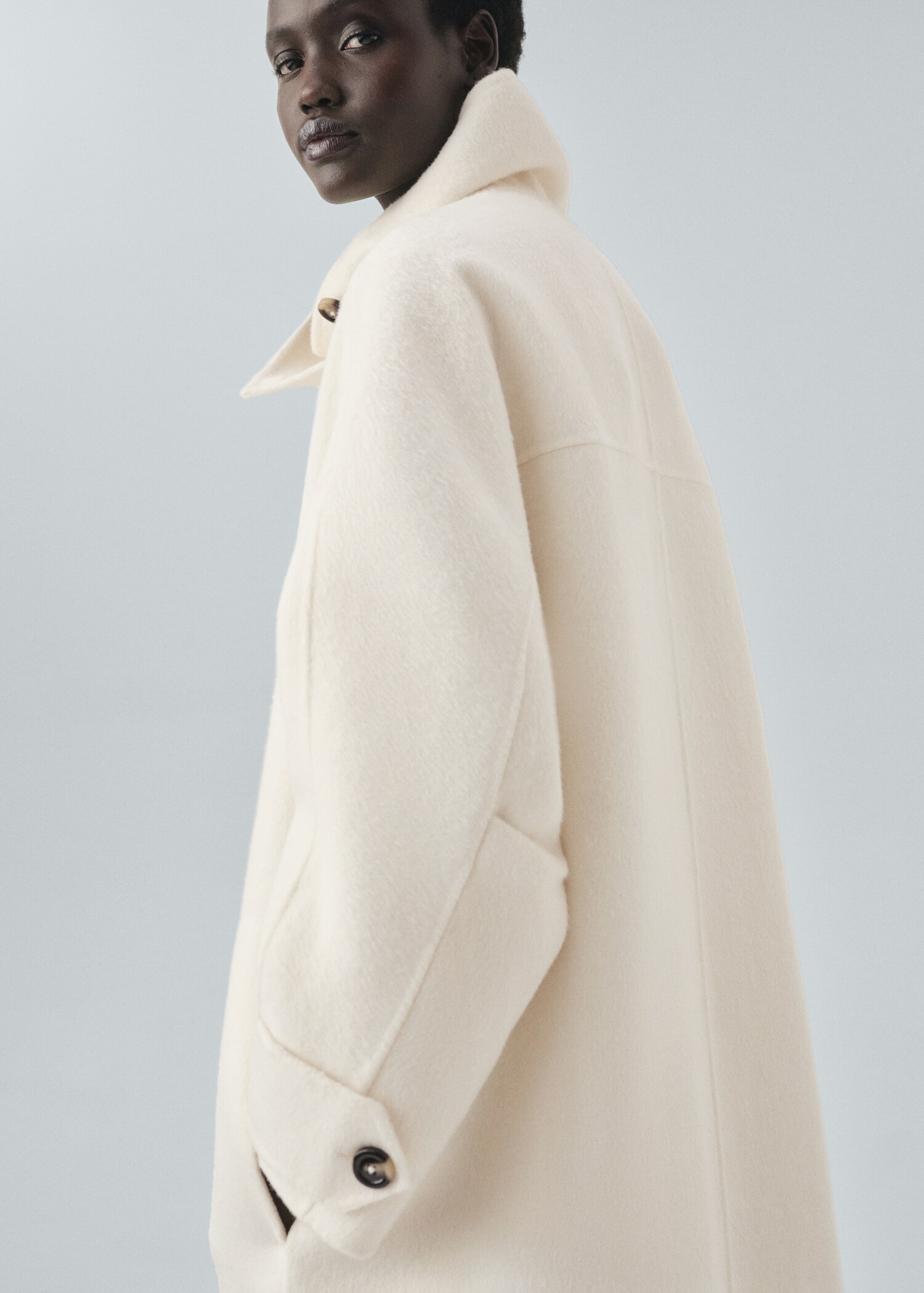 Wool funnel neck coat - Medium plane