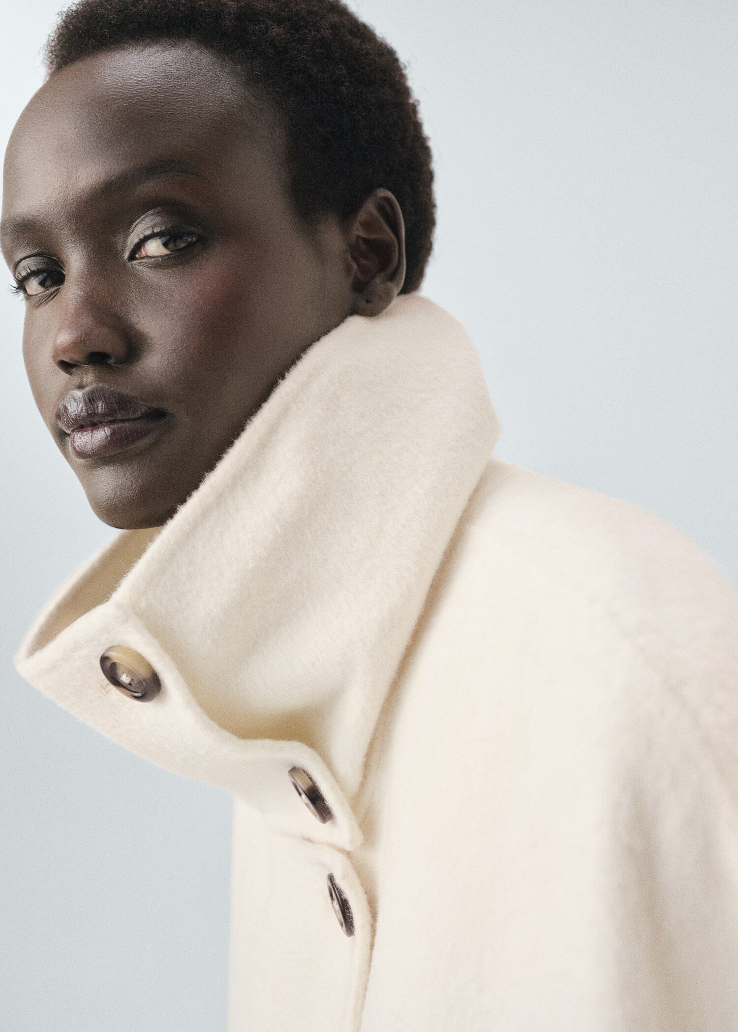 Wool funnel neck coat - Details of the article 1
