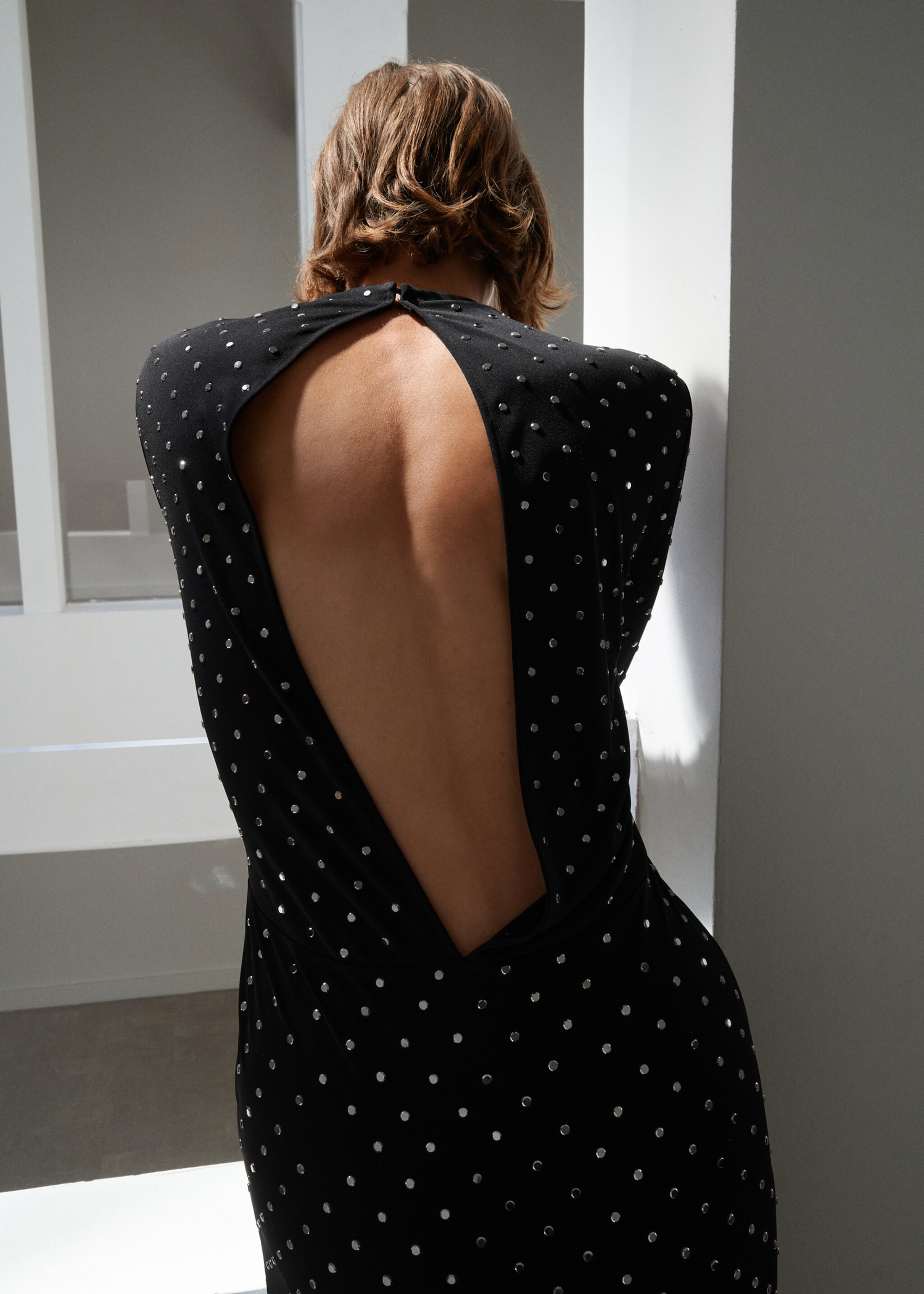 Crystal open-back dress - Reverse of the article, Black. Ref: 17096356-00.