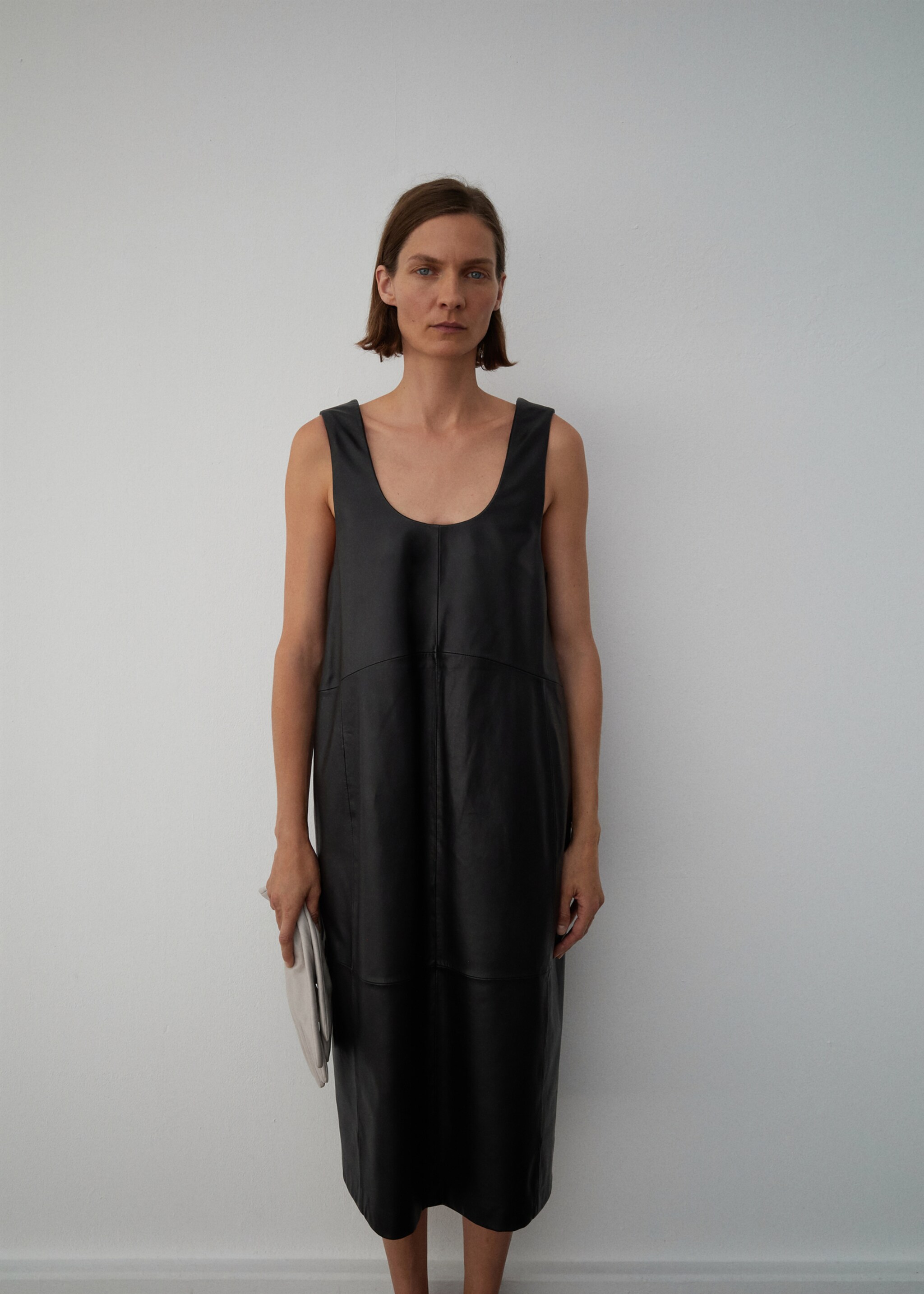 Leather midi-dress - Medium plane, Black. Ref: 17096357-00.