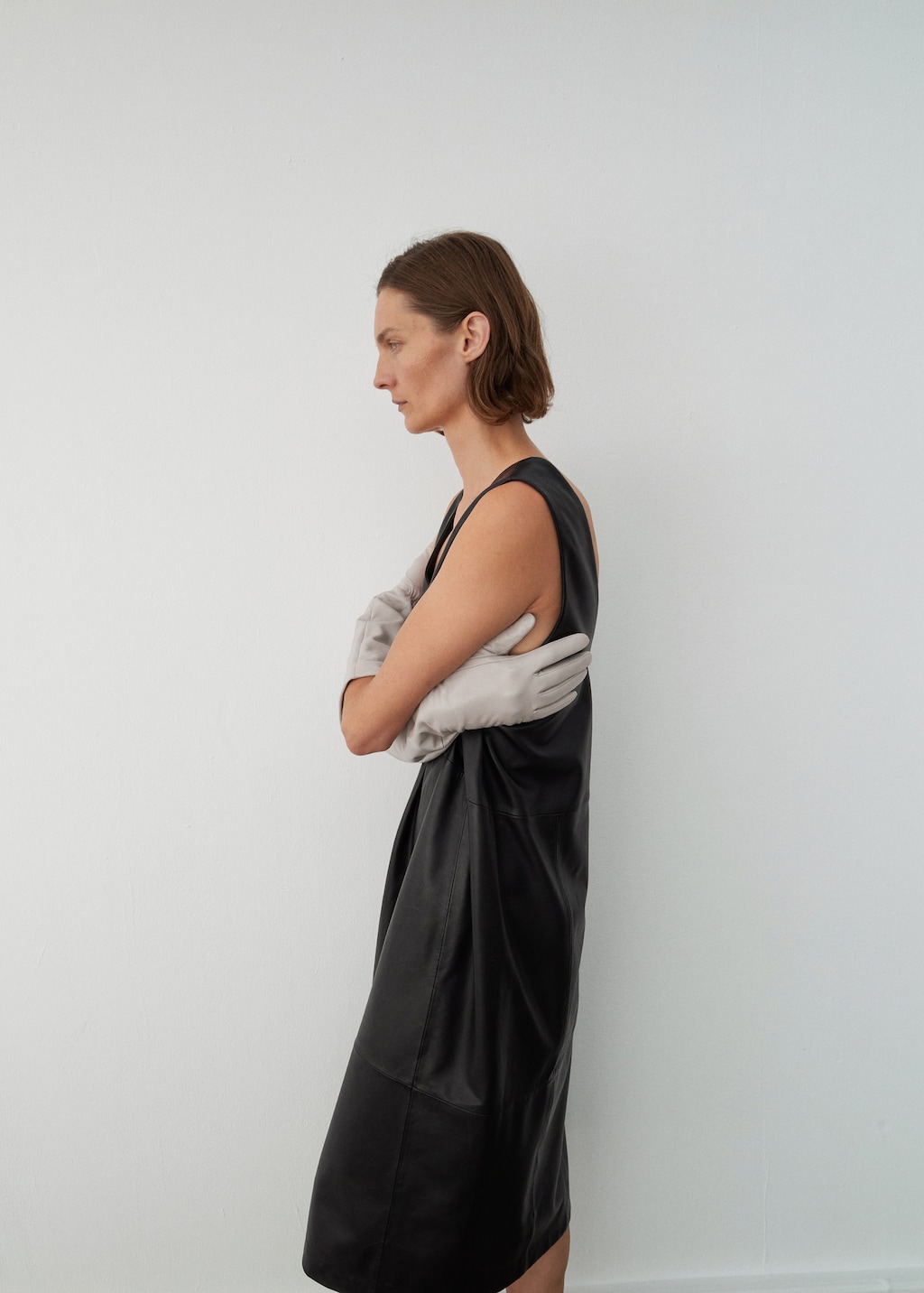 100% leather midi-dress