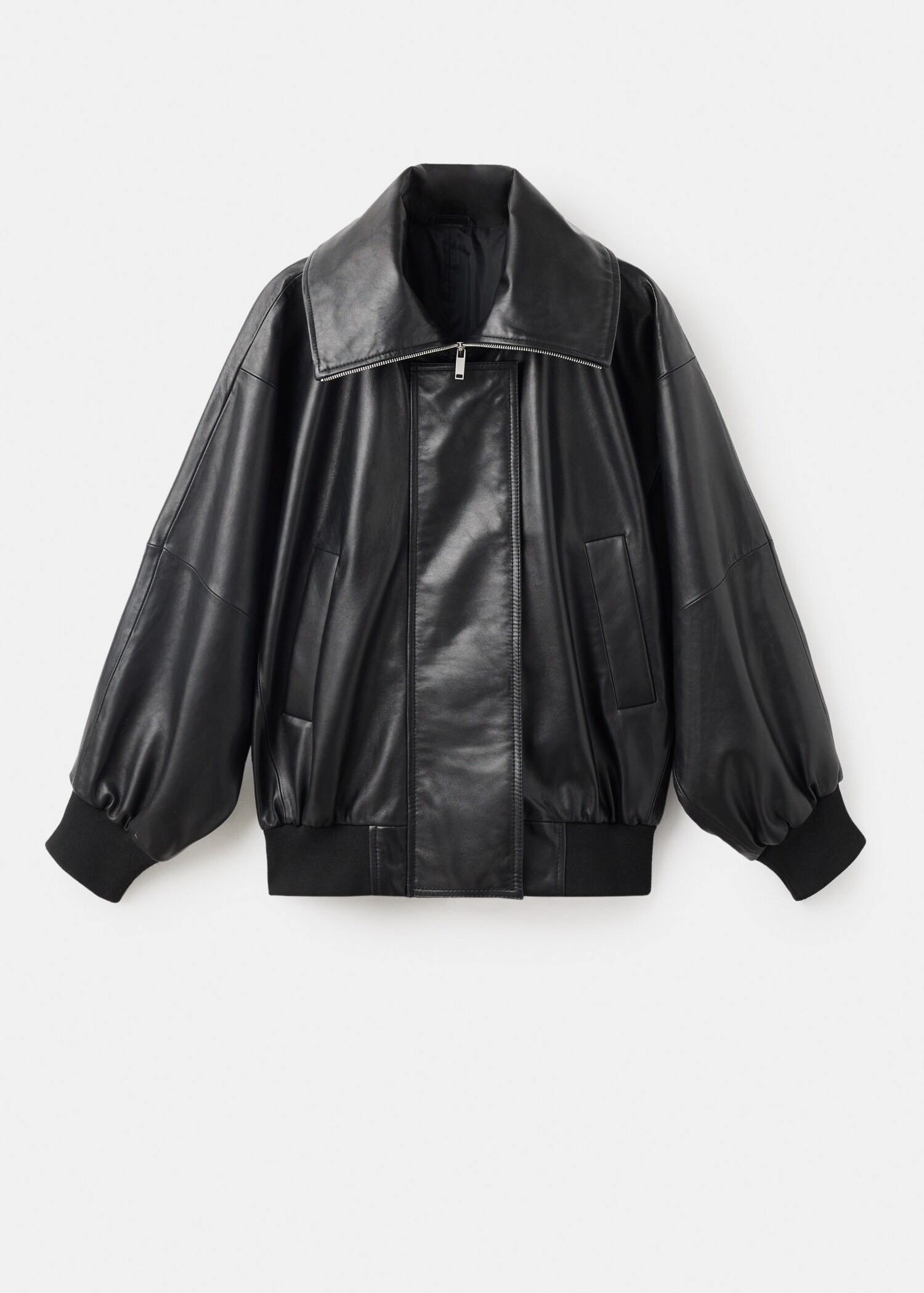 100% leather jacket with notched lapel collar - Article without model