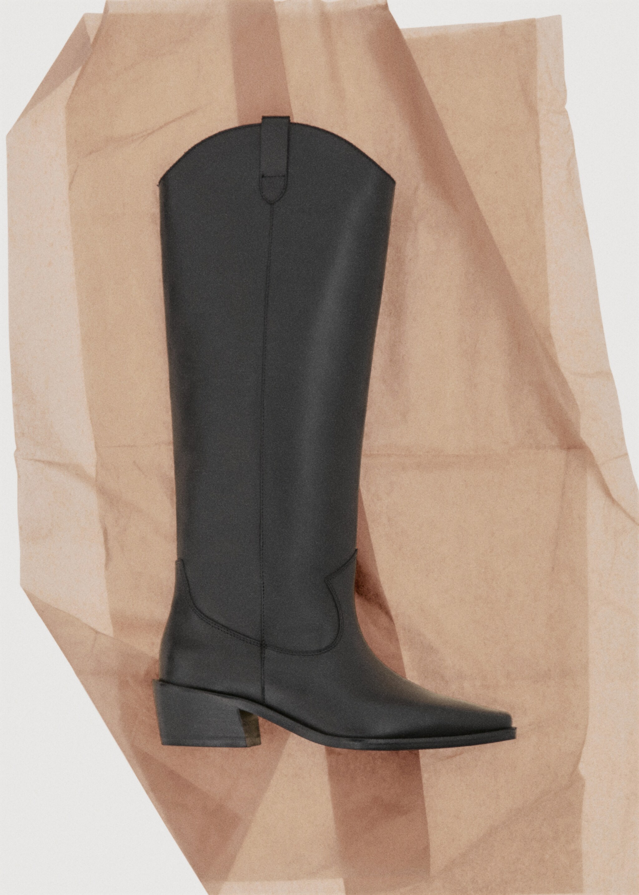 Leather high boots - Details of the article 7, Black. Ref: 17096720-00.