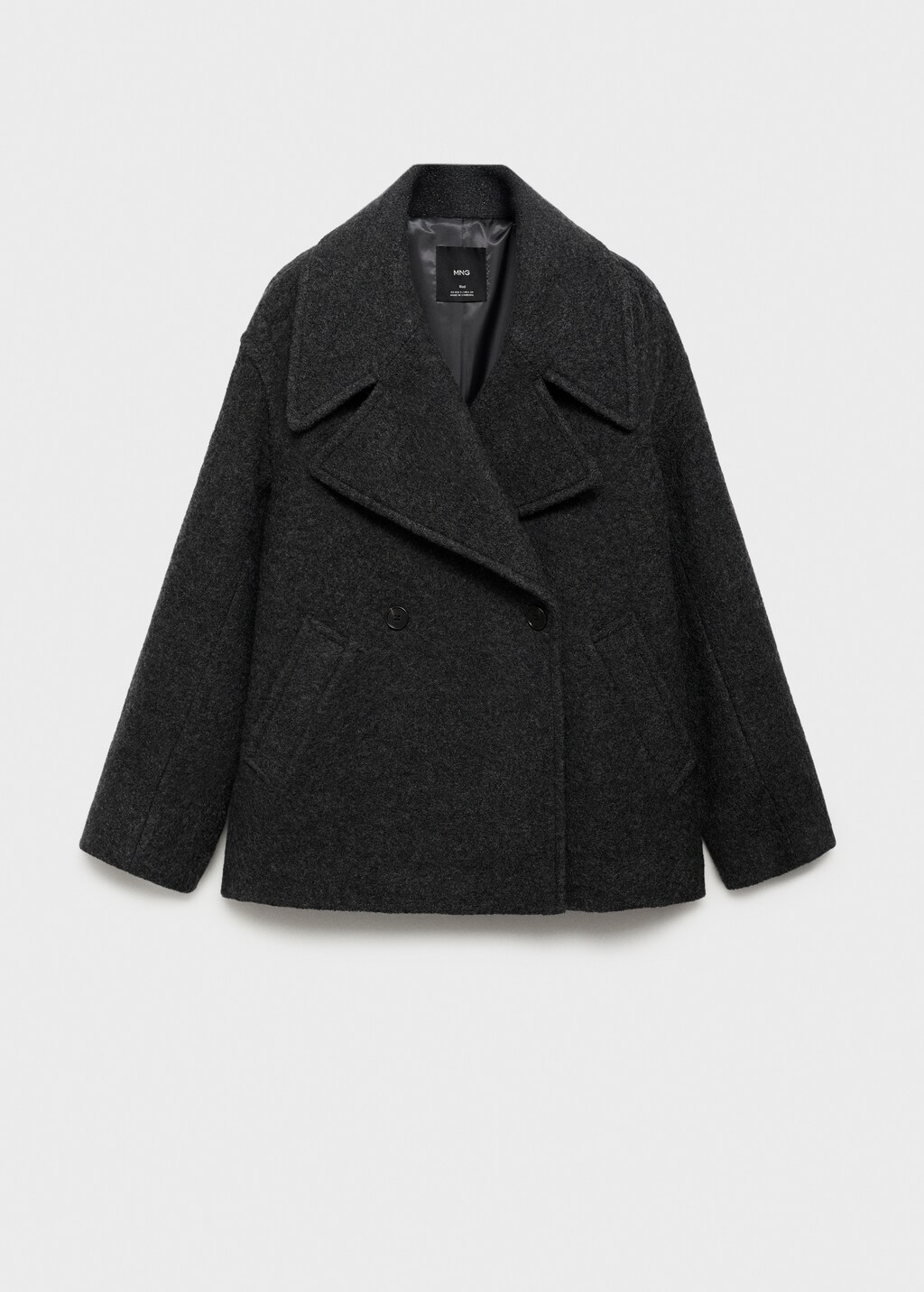 Oversized wool coat with maxi lapels