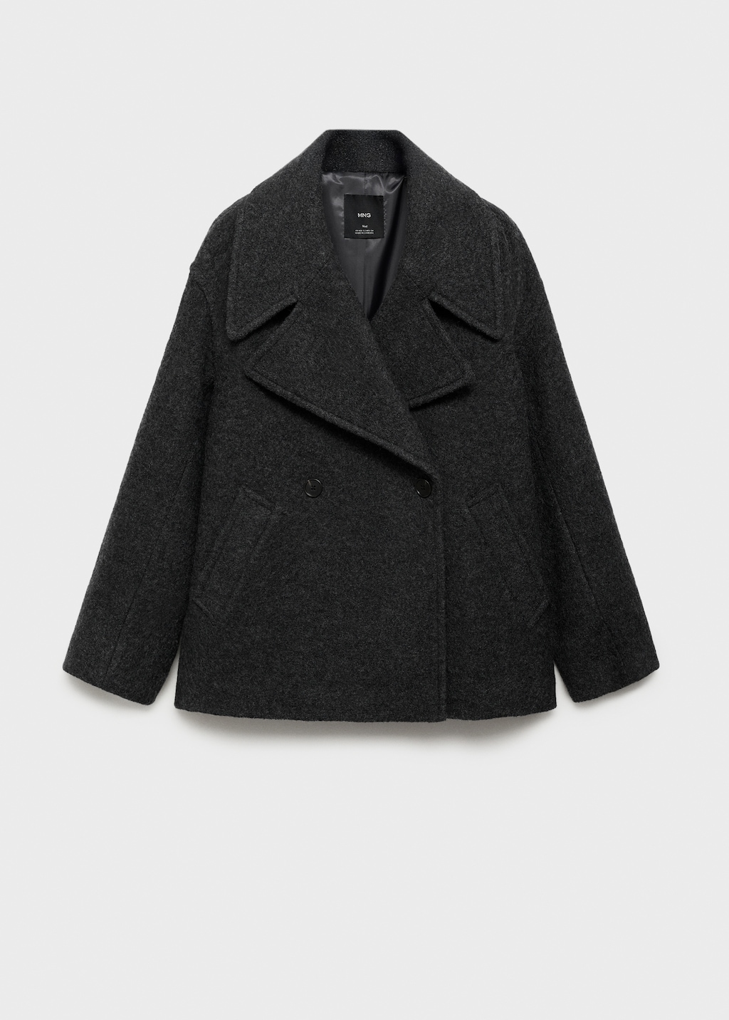 Oversized wool coat with maxi lapels