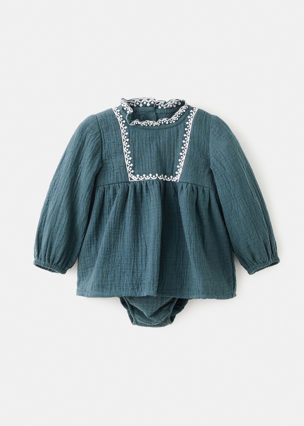 Dress and frog with embroidered details