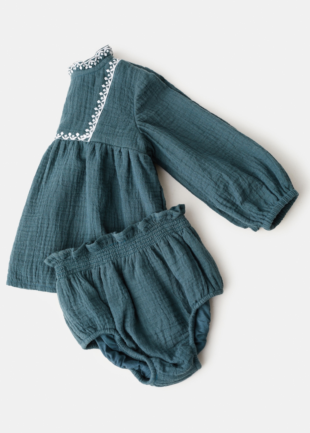 Dress and frog with embroidered details