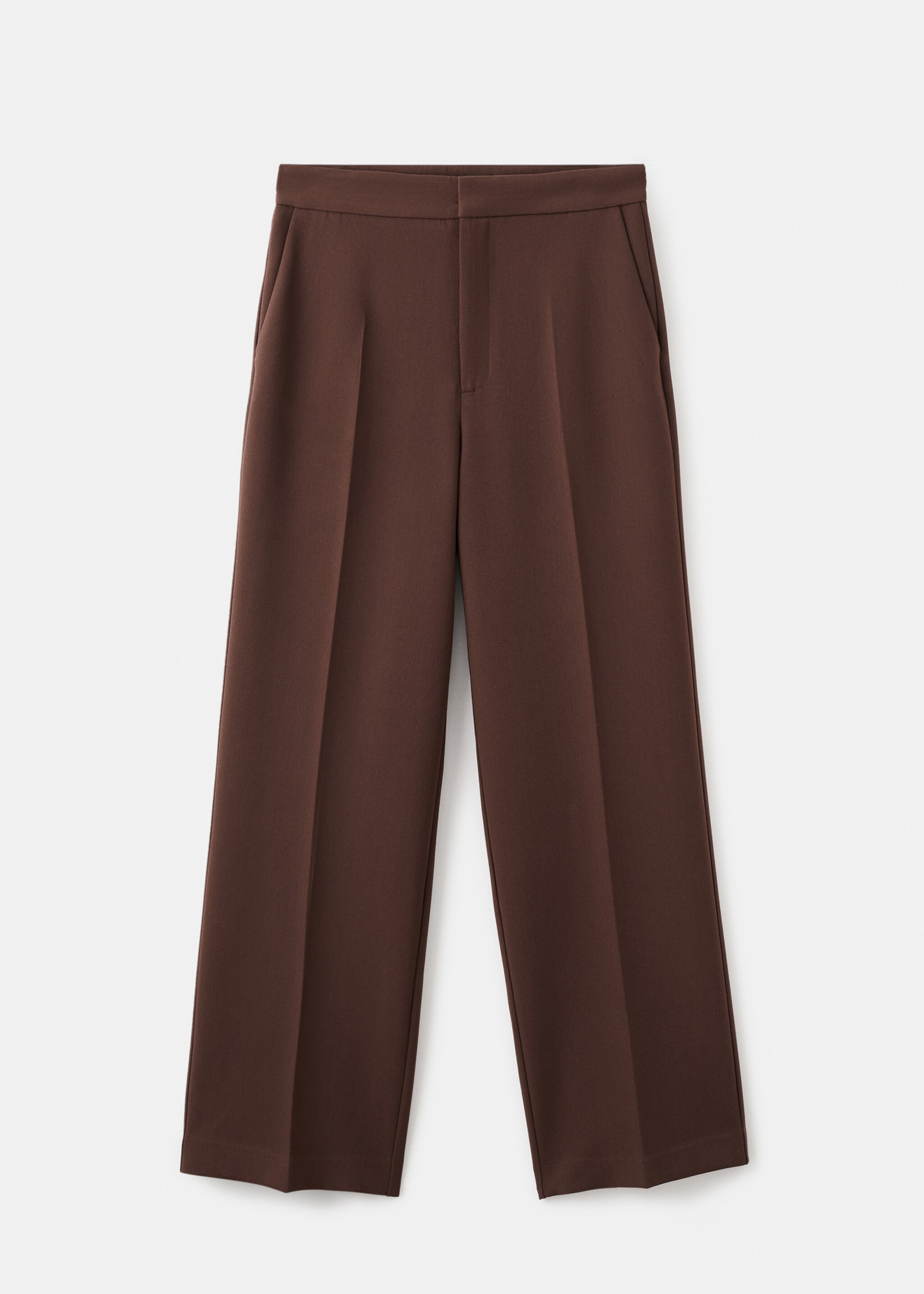 High-waist straight trousers - Article without model, Chocolate. Ref: 17096743-00.