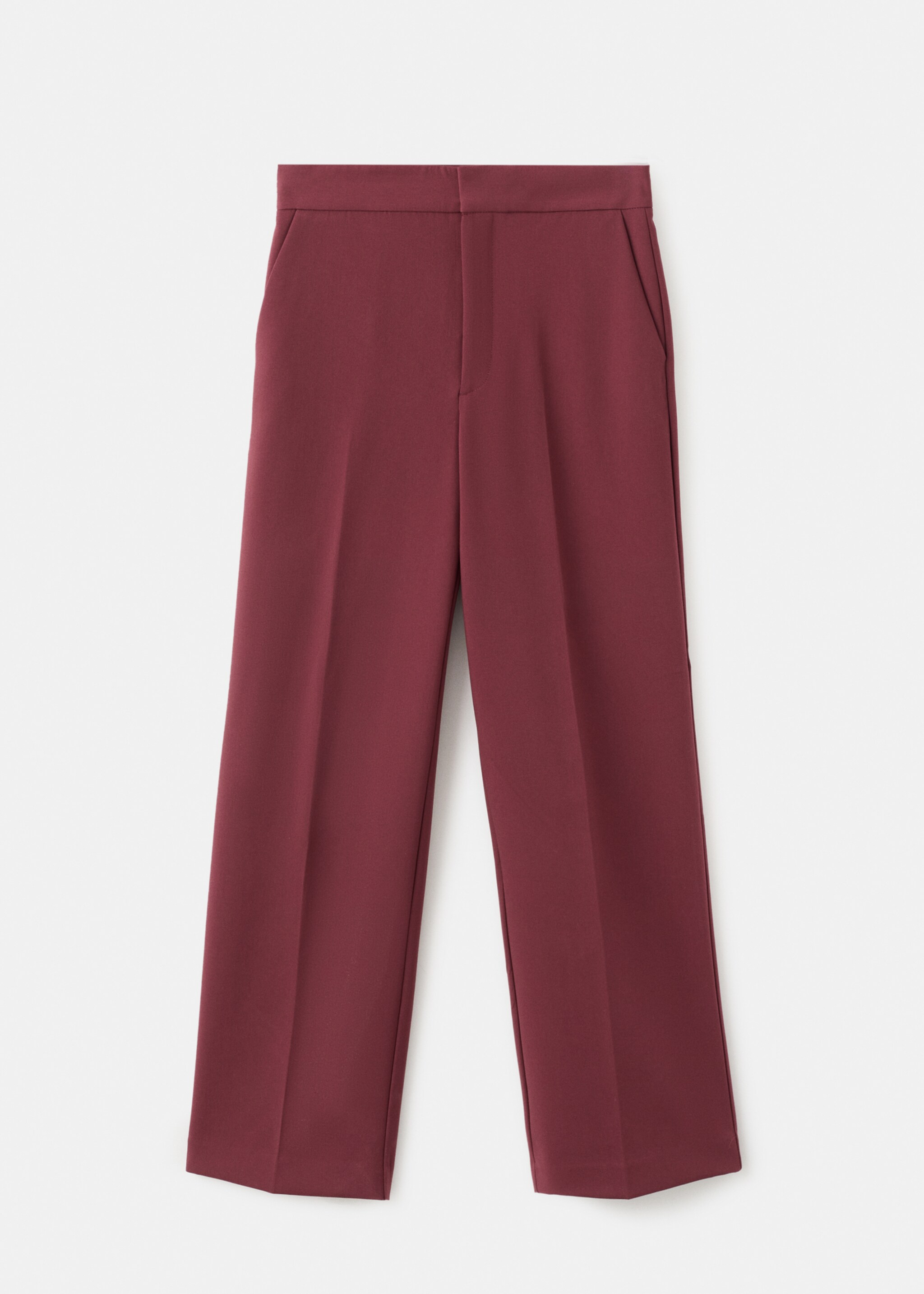 High-waist straight trousers - Article without model, Maroon. Ref: 17096743-00.