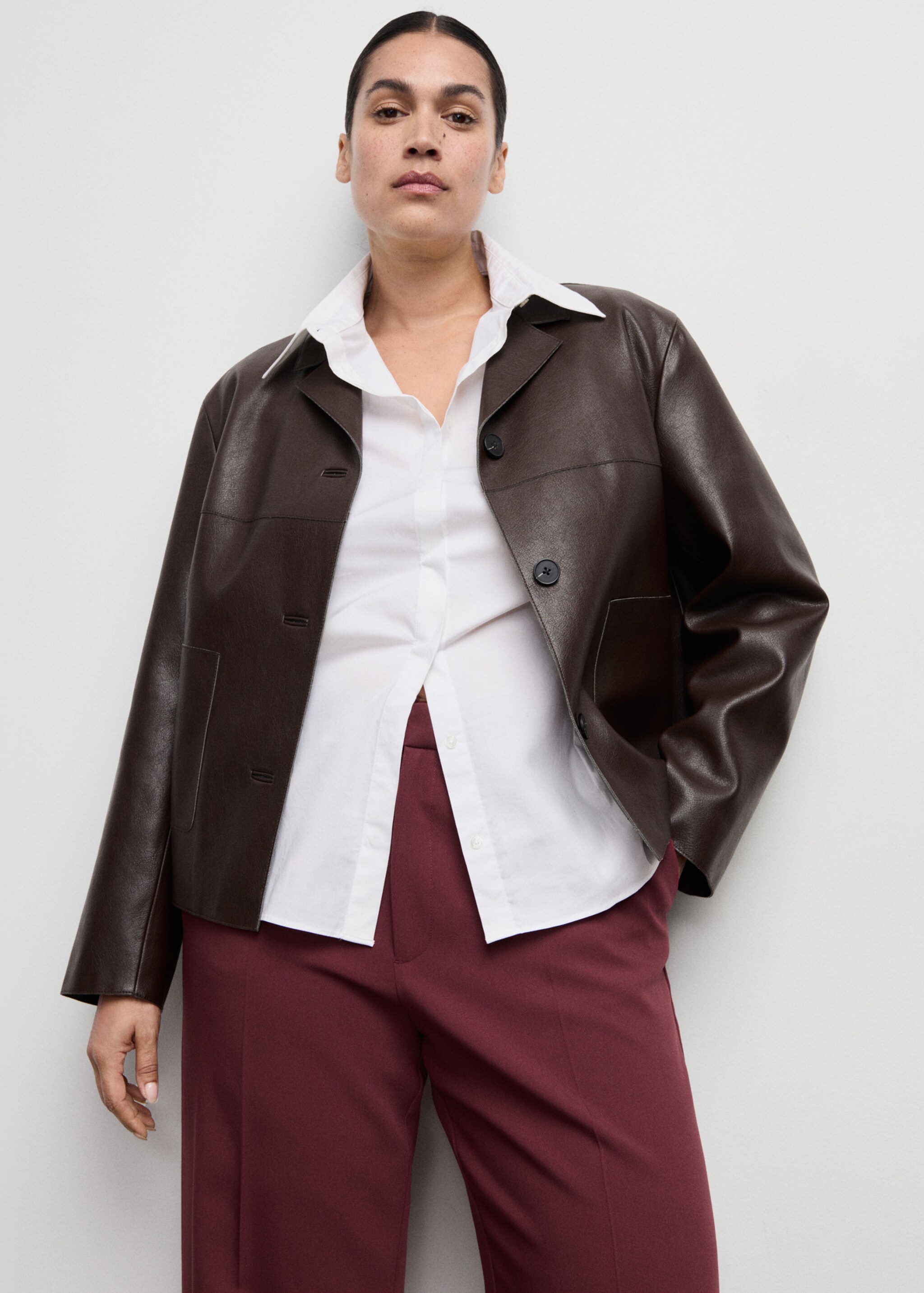 Rovné kalhoty s vysokým pasem - Detail zboží 5, Granátová. Ref: 17096743-00.