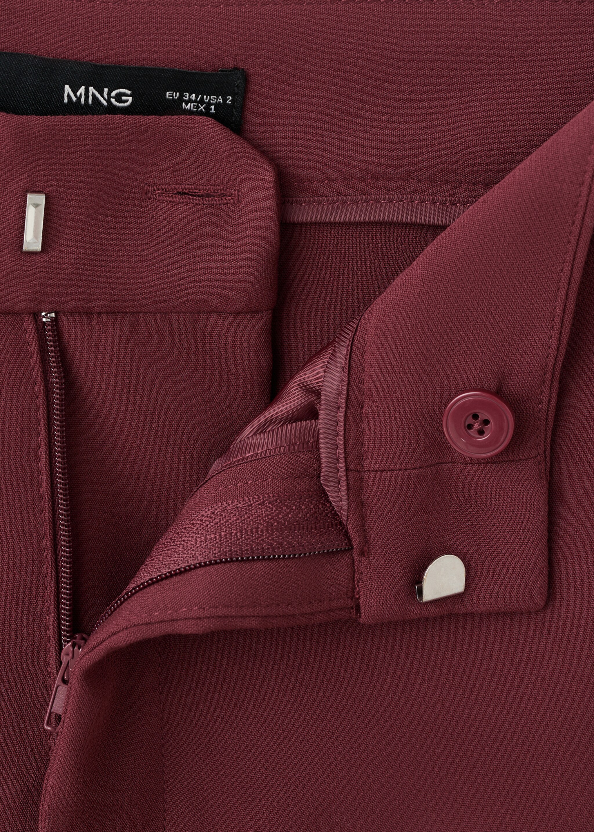 High-waist straight trousers - Details of the article 8, Maroon. Ref: 17096743-00.