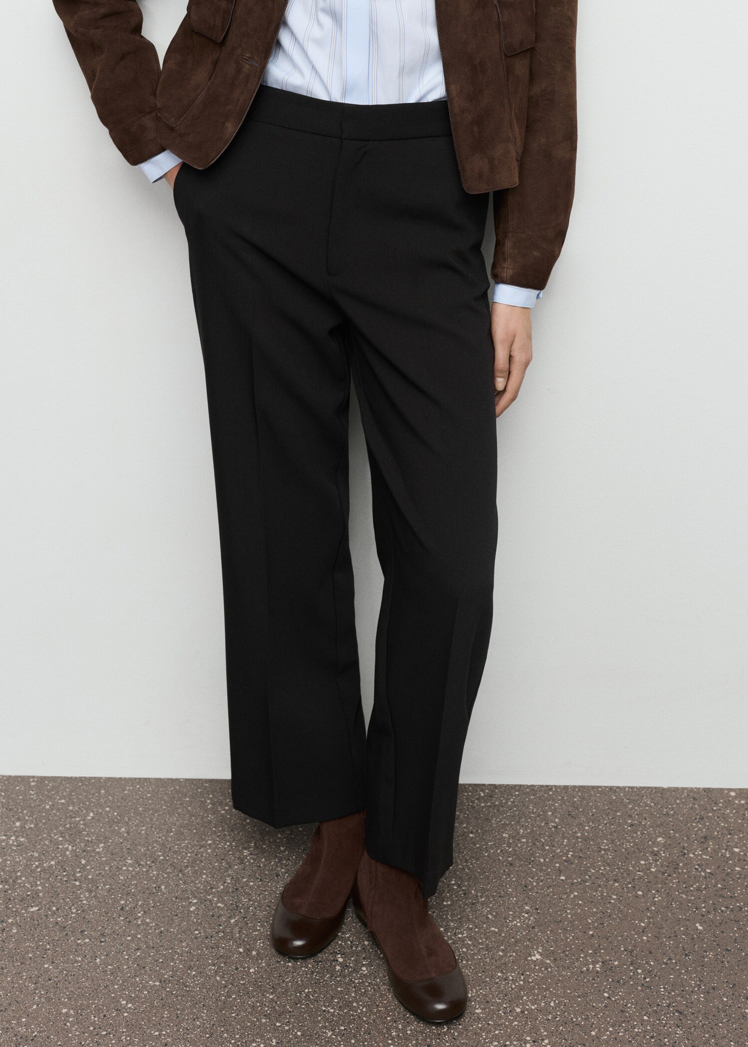 High-waist straight trousers - Medium plane