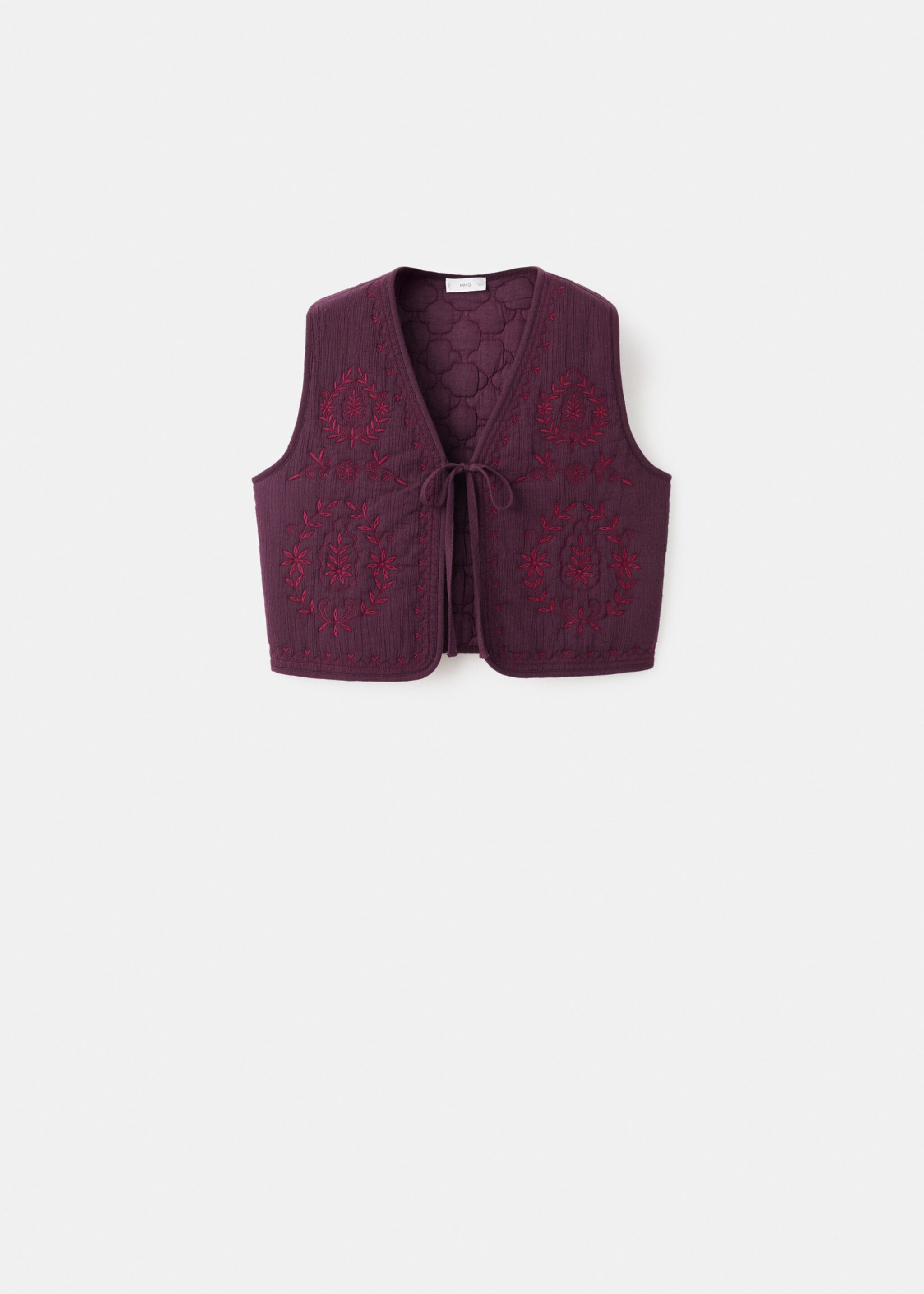Floral-embroidered waistcoat - Article without model, Burgundy. Ref: 17097122-00.