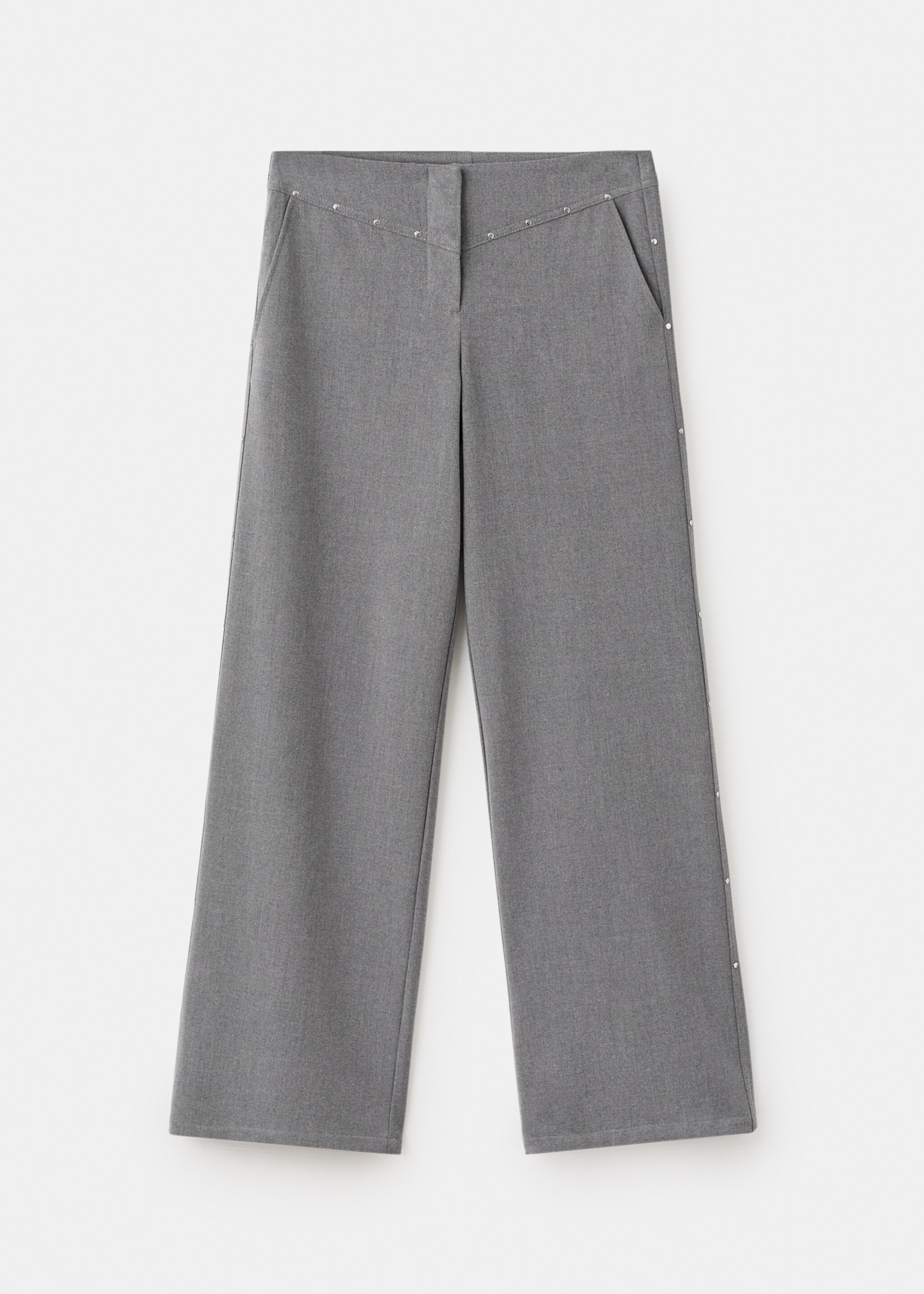 Low-waist studded trousers - Article without model, Grey. Ref: 17097123-00.