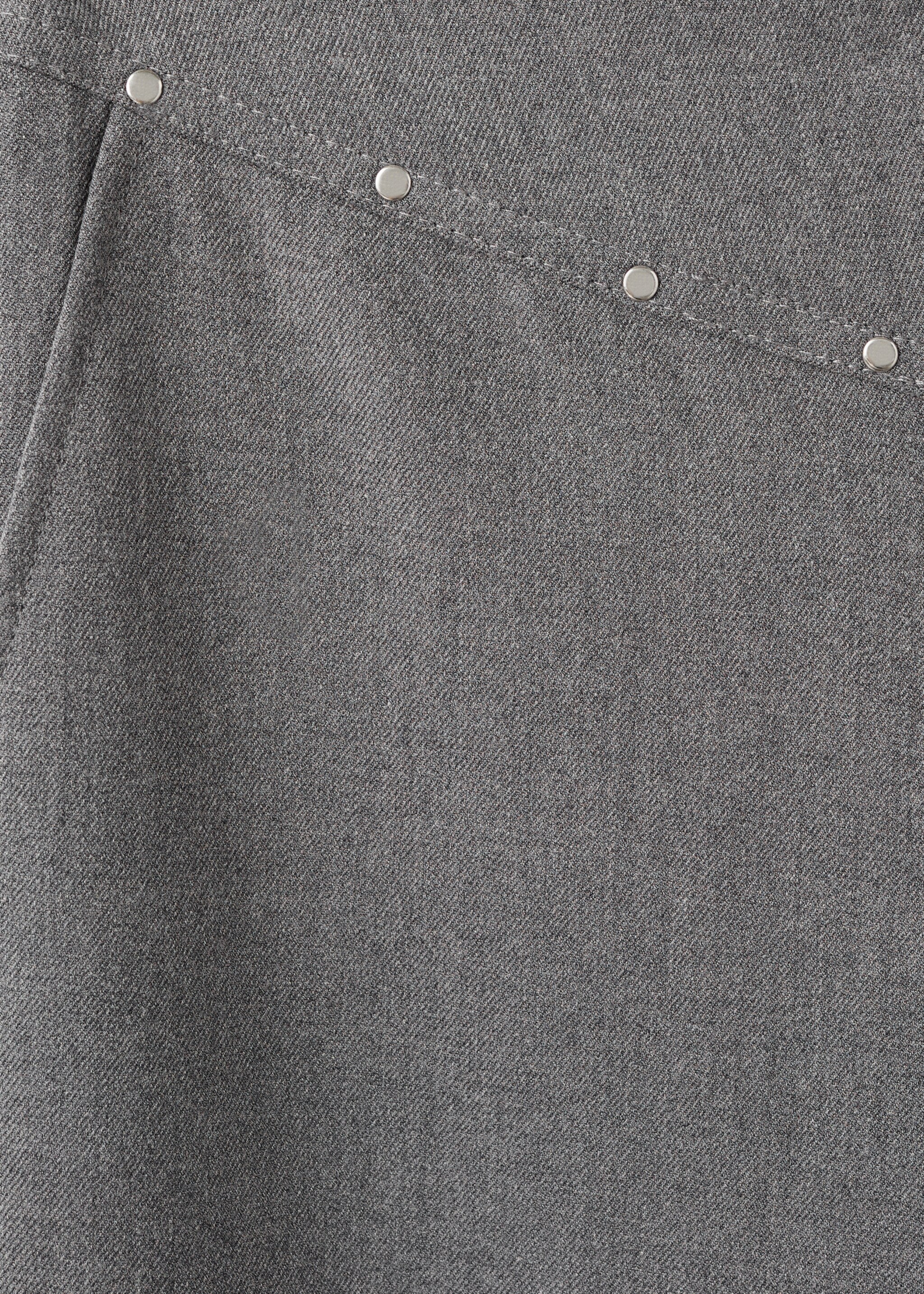 Low-waist studded trousers - Details of the article 8, Grey. Ref: 17097123-00.
