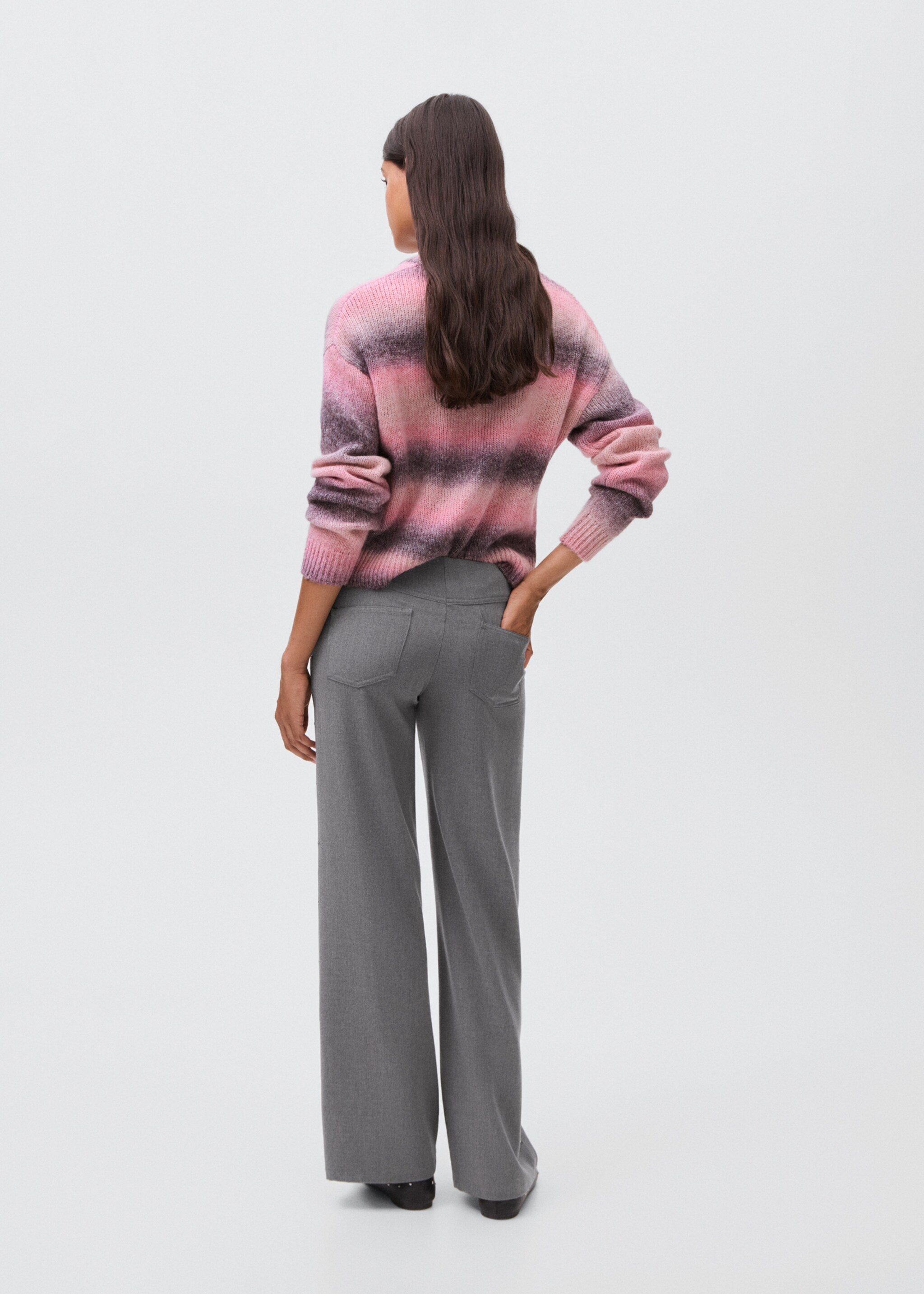 Low-waist studded trousers - Reverse of the article, Grey. Ref: 17097123-00.