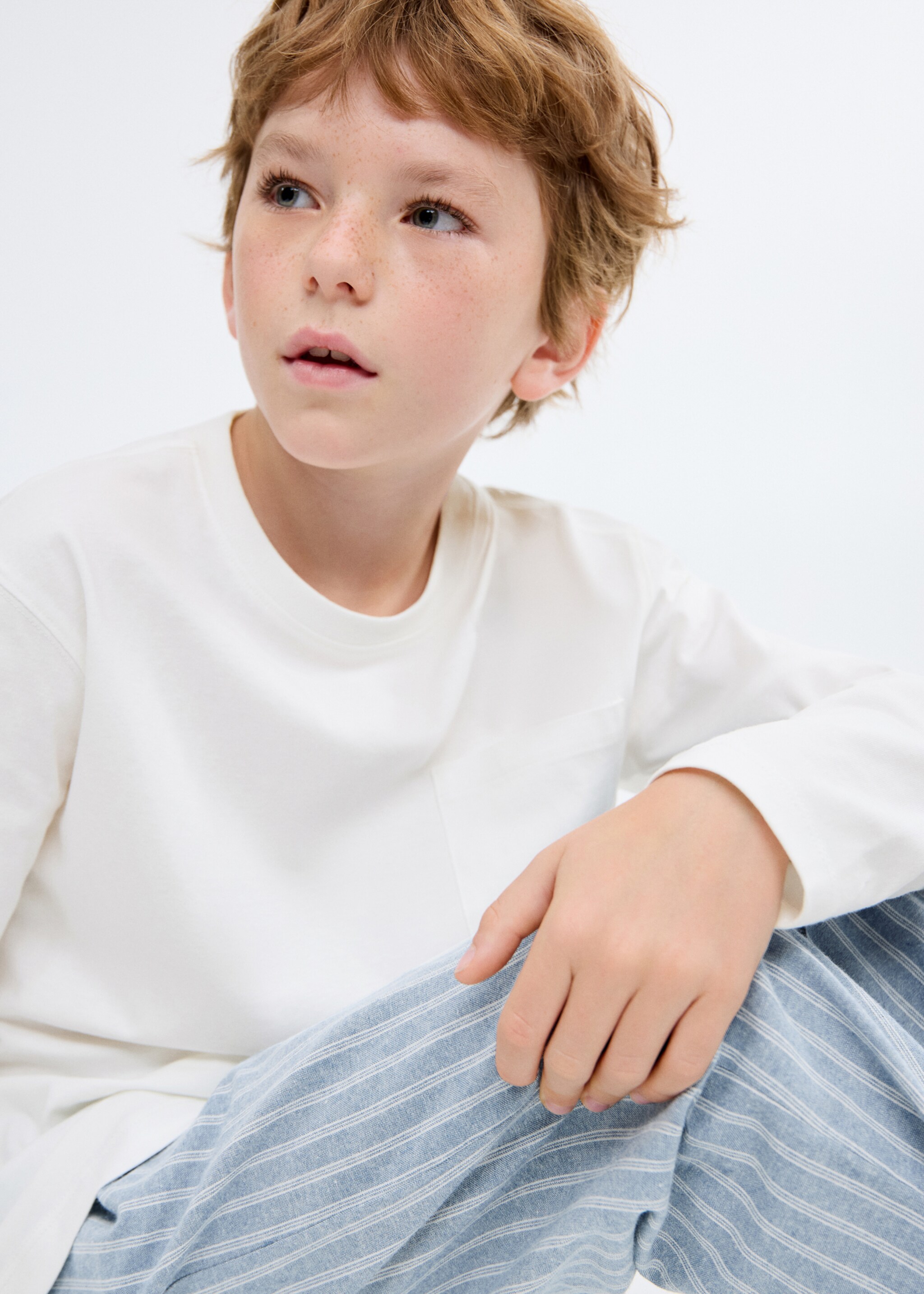 Pijama largo rayas - Plano medio, Azul. Ref: 17097126-00.