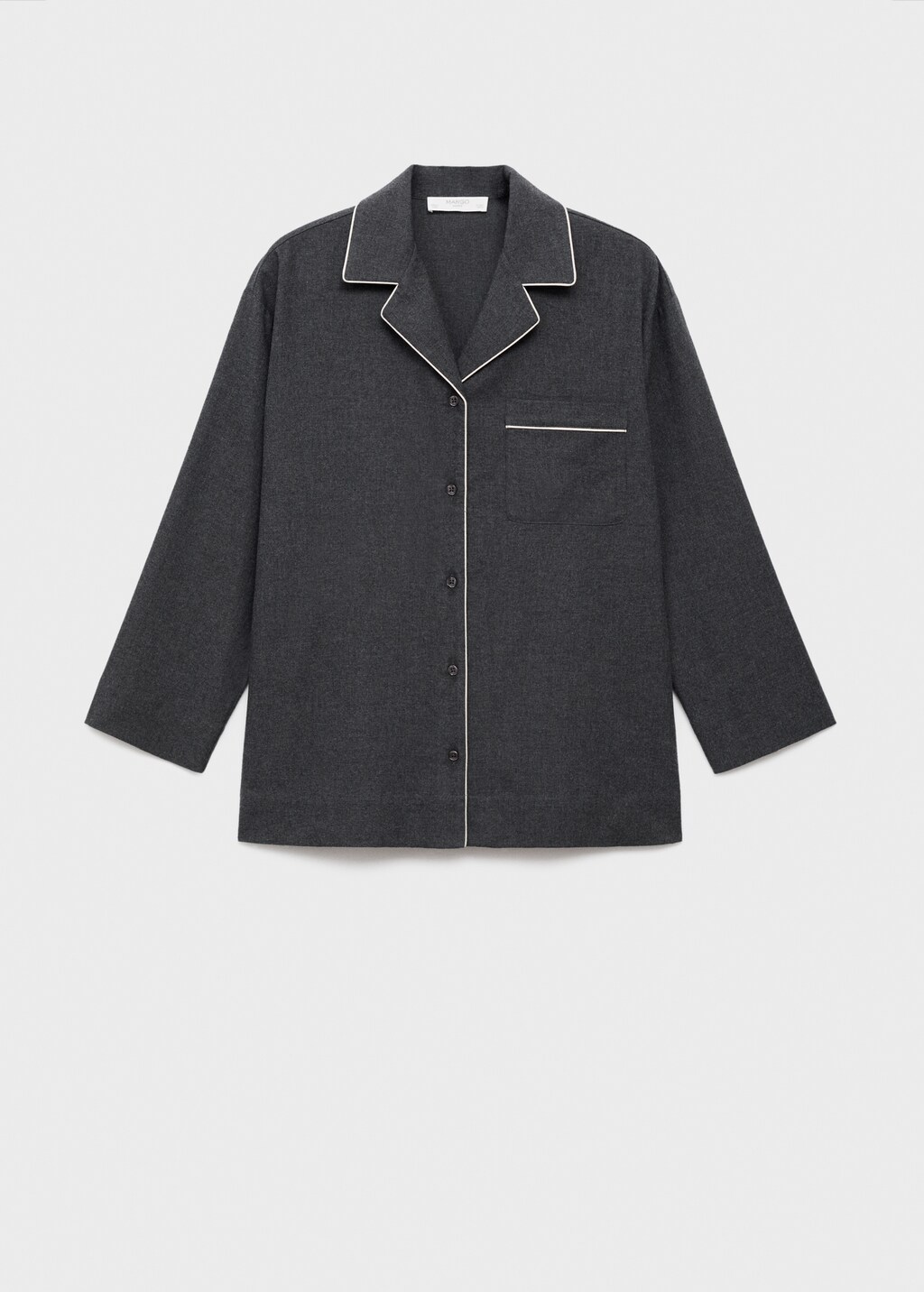 Cotton flannel shirt with contrasting piping