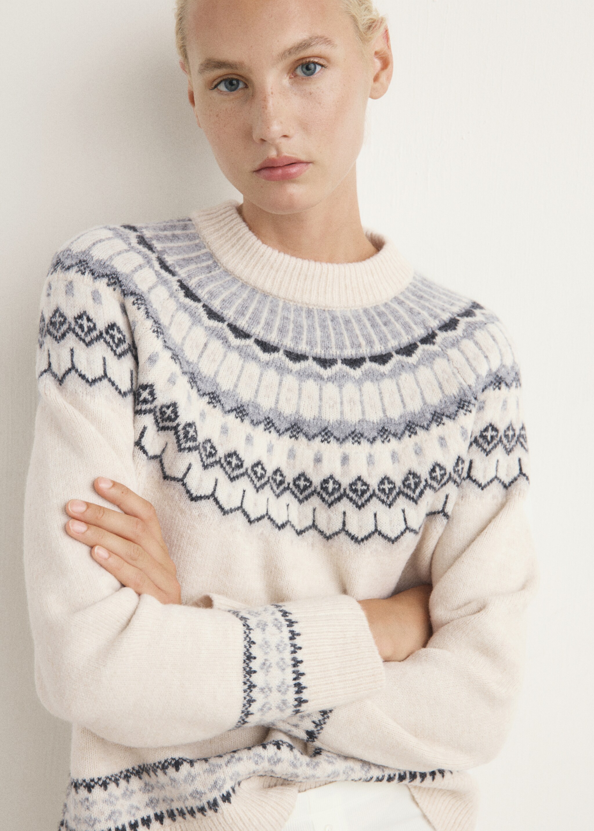 Jacquard pyjamas with round neck - Medium plane, Grey. Ref: 17097128-00.