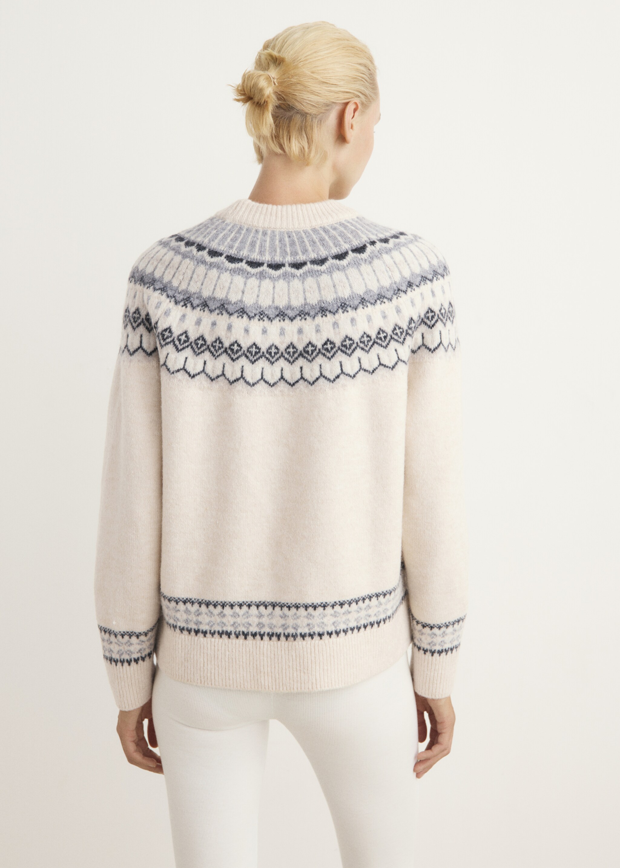 Jacquard pyjamas with round neck - Reverse of the article, Grey. Ref: 17097128-00.