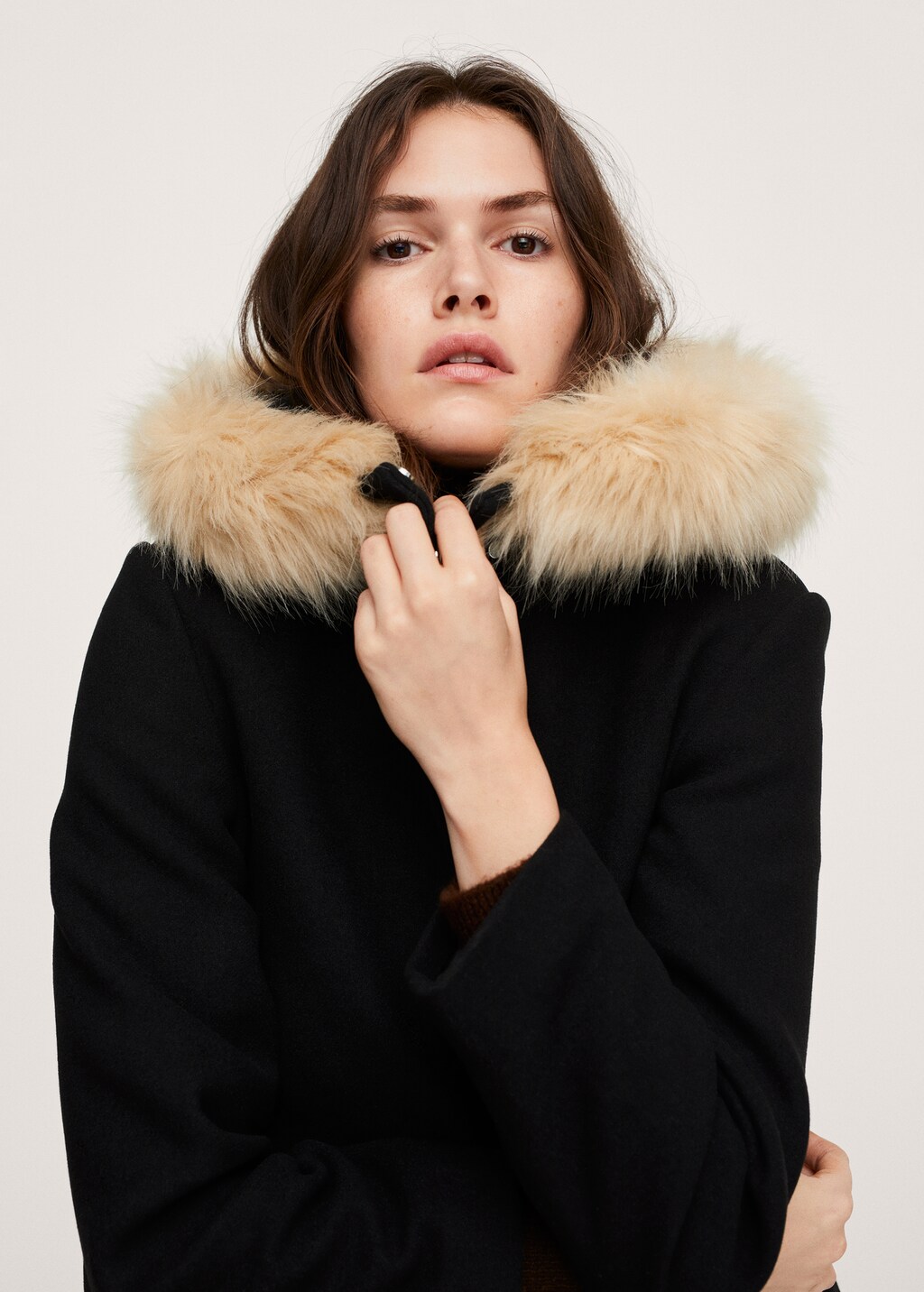 Faux fur hooded coat removable Women MANGO Lebanon