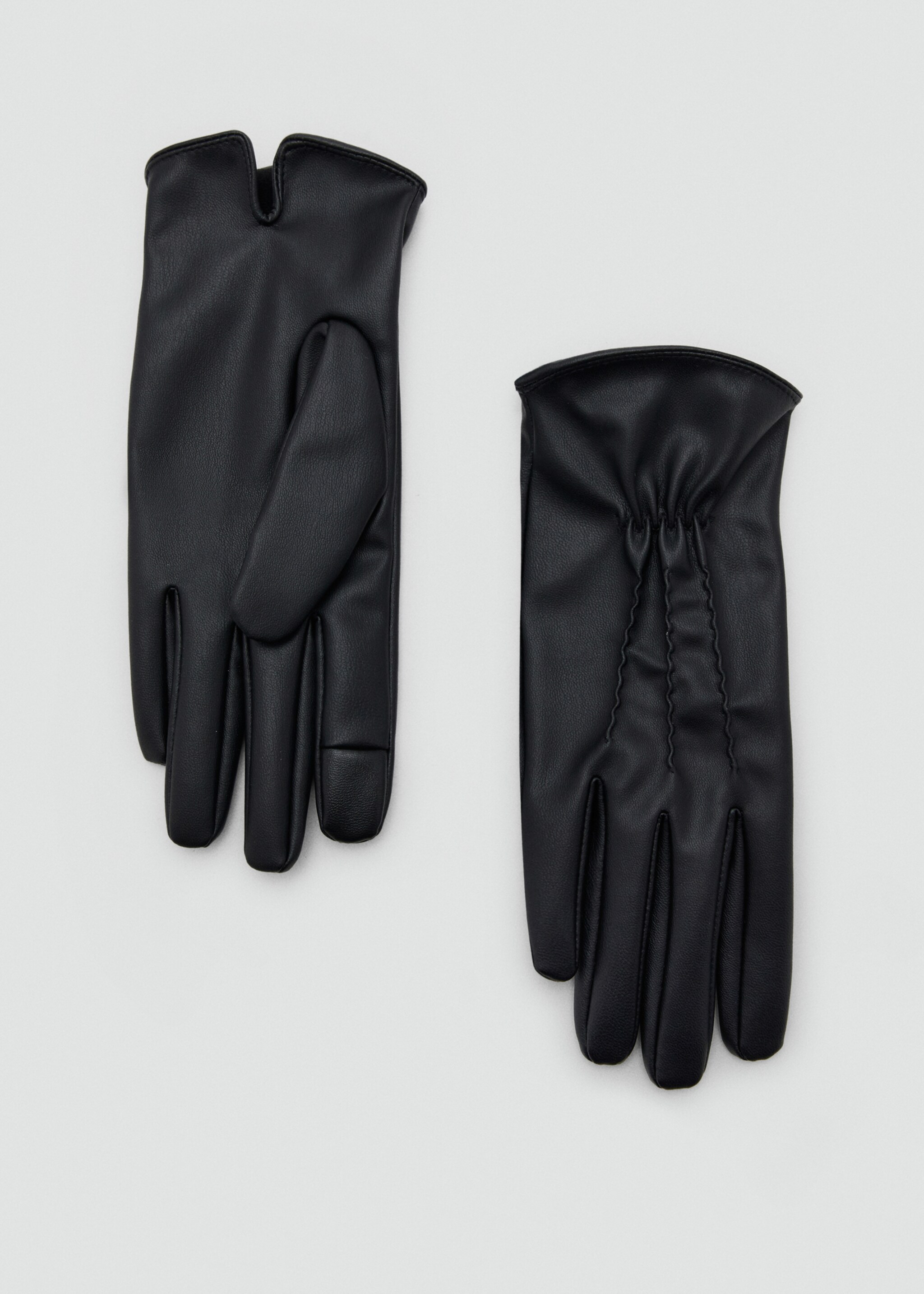 Leather-effect gloves - Article without model, Black. Ref: 17097768-00.