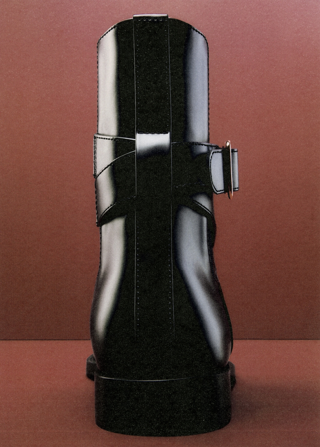 Ankle boots with elastic panel and buckle