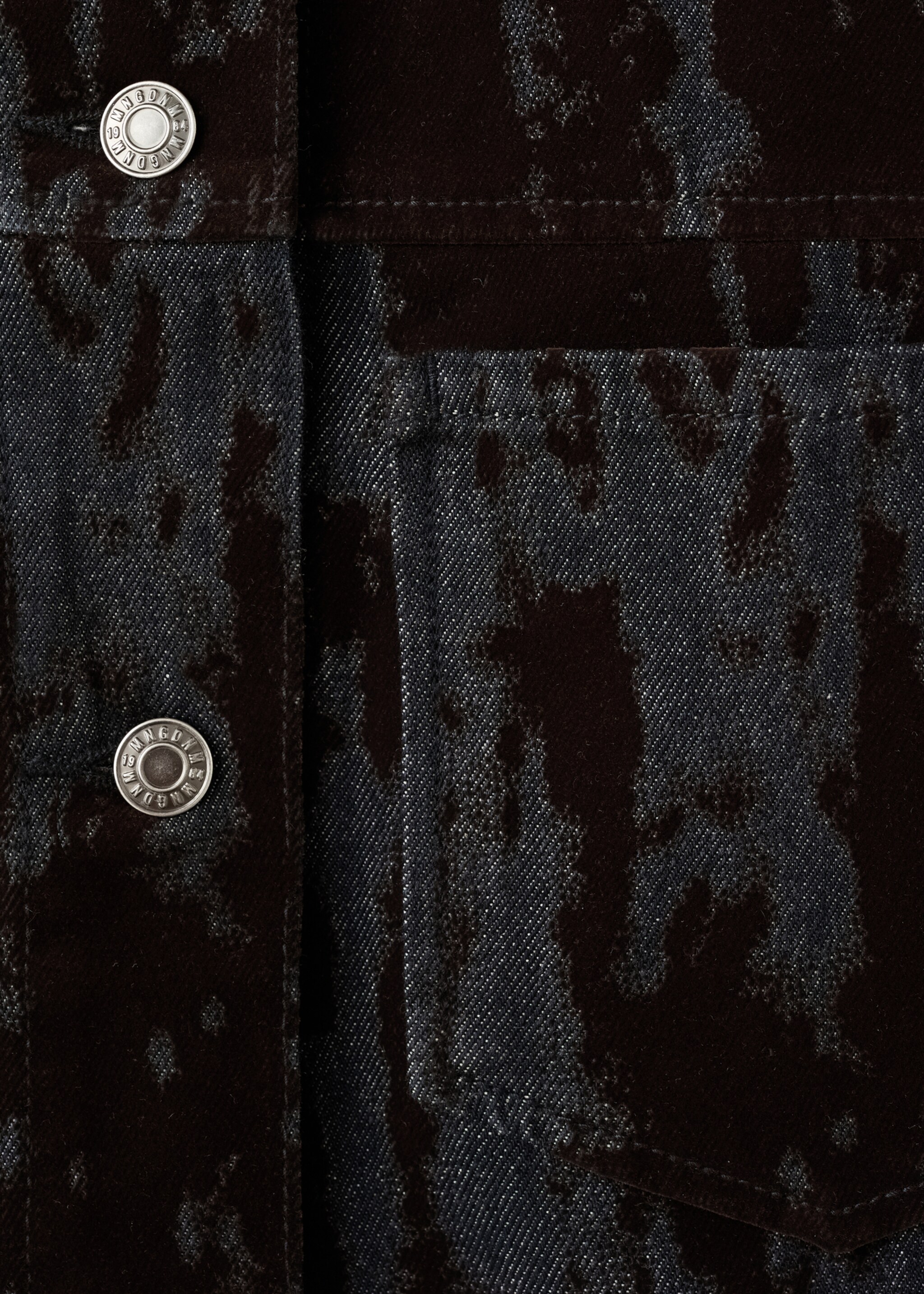 Devoré denim jacket - Details of the article 0, Chocolate. Ref: 17097770-00.