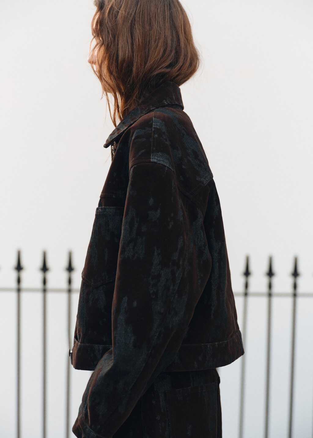 Mango Devoré denim jacket thumbnail