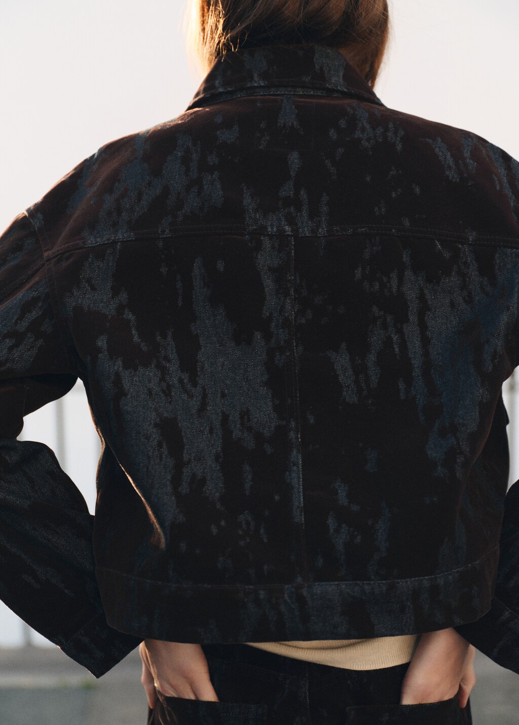 Mango Devoré denim jacket thumbnail