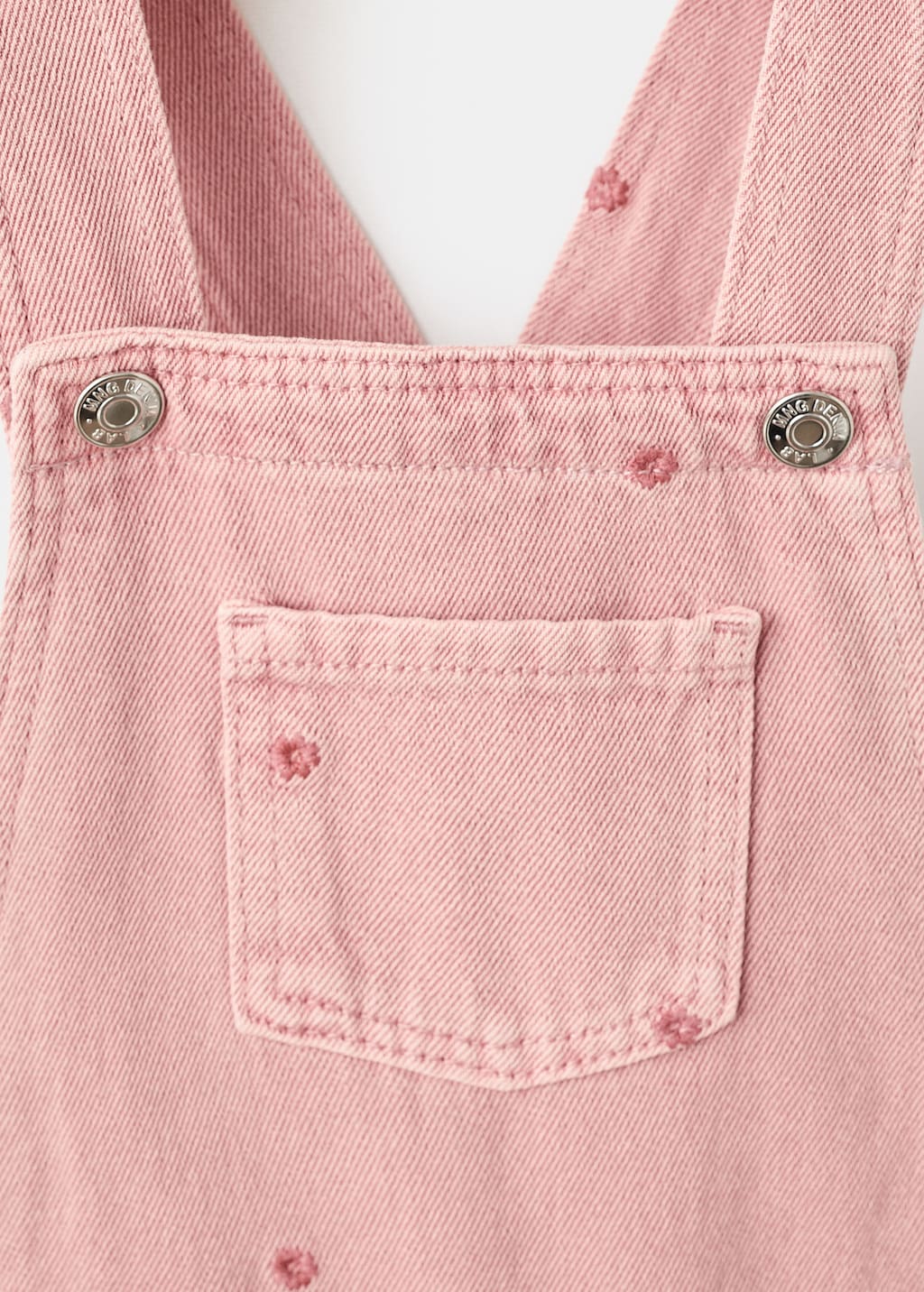 Long embroidered floral dungarees