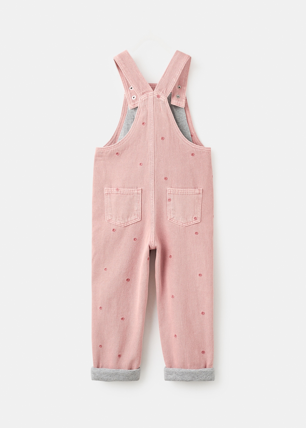 Long embroidered floral dungarees