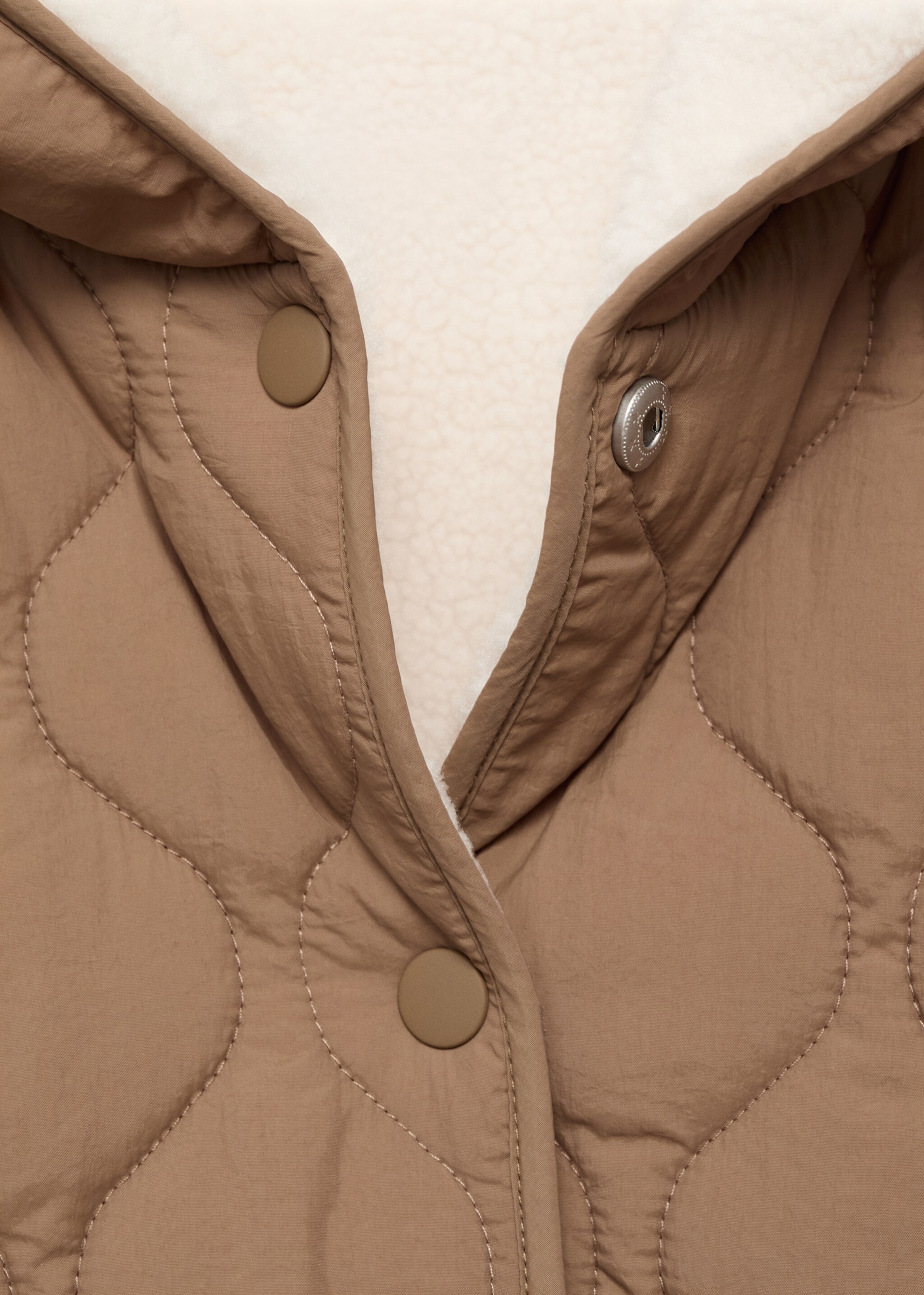 Quilted long coat - Details of the article 8, Brown. Ref: 17097772-00.