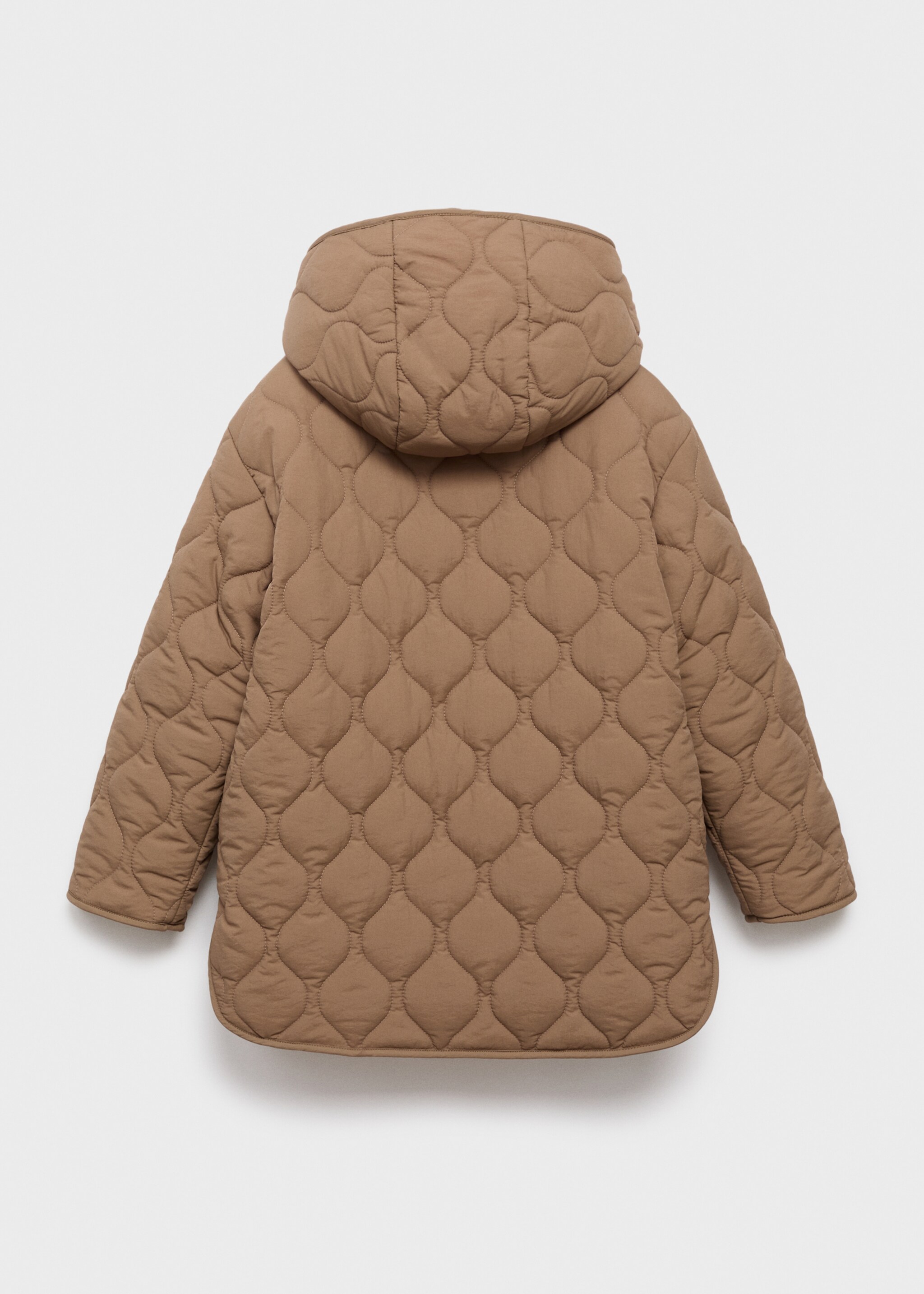 Quilted long coat - Reverse of the article, Brown. Ref: 17097772-00.