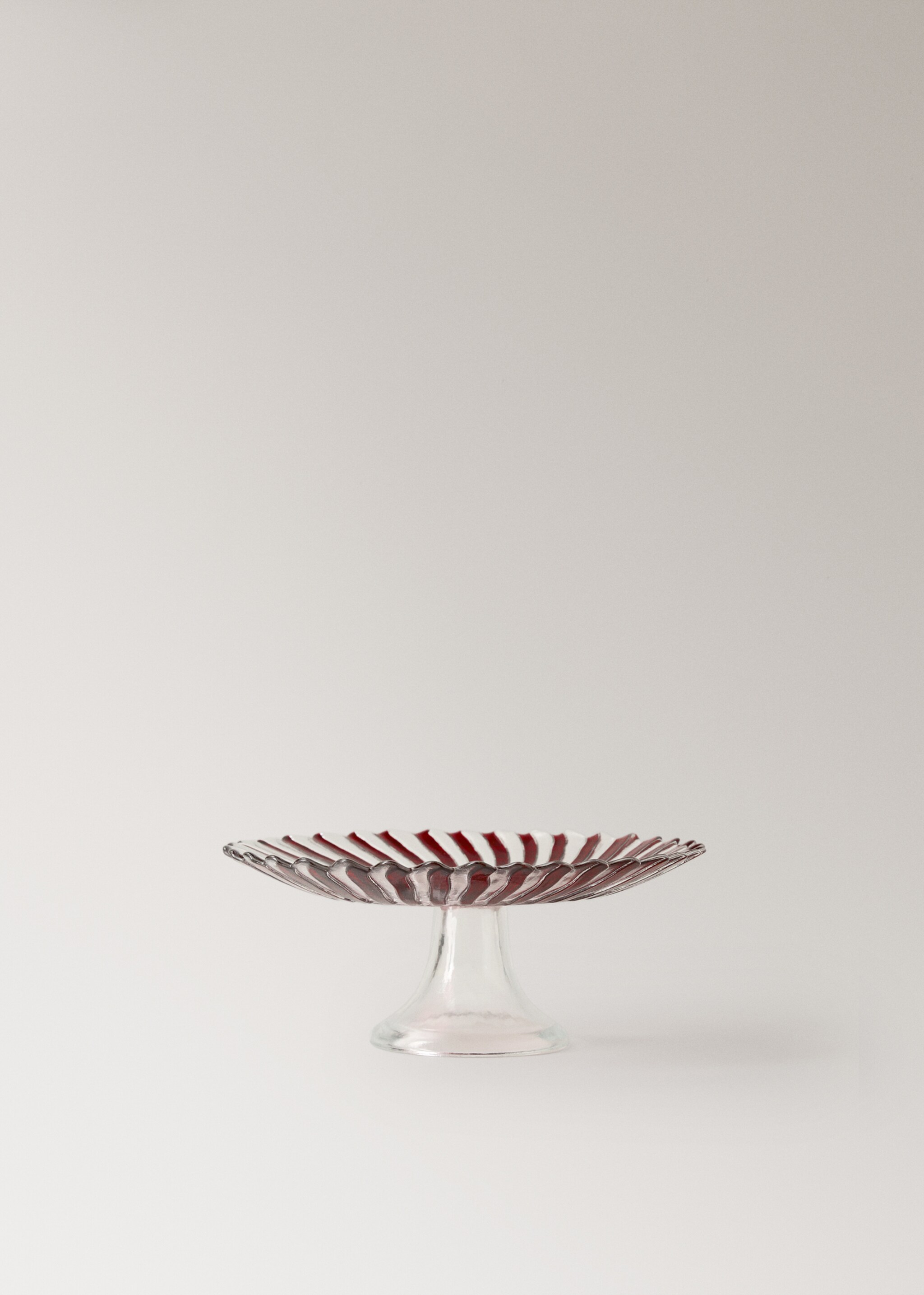 Glass cake stand with spiral print - Article without model, Red. Ref: 17097778-00.